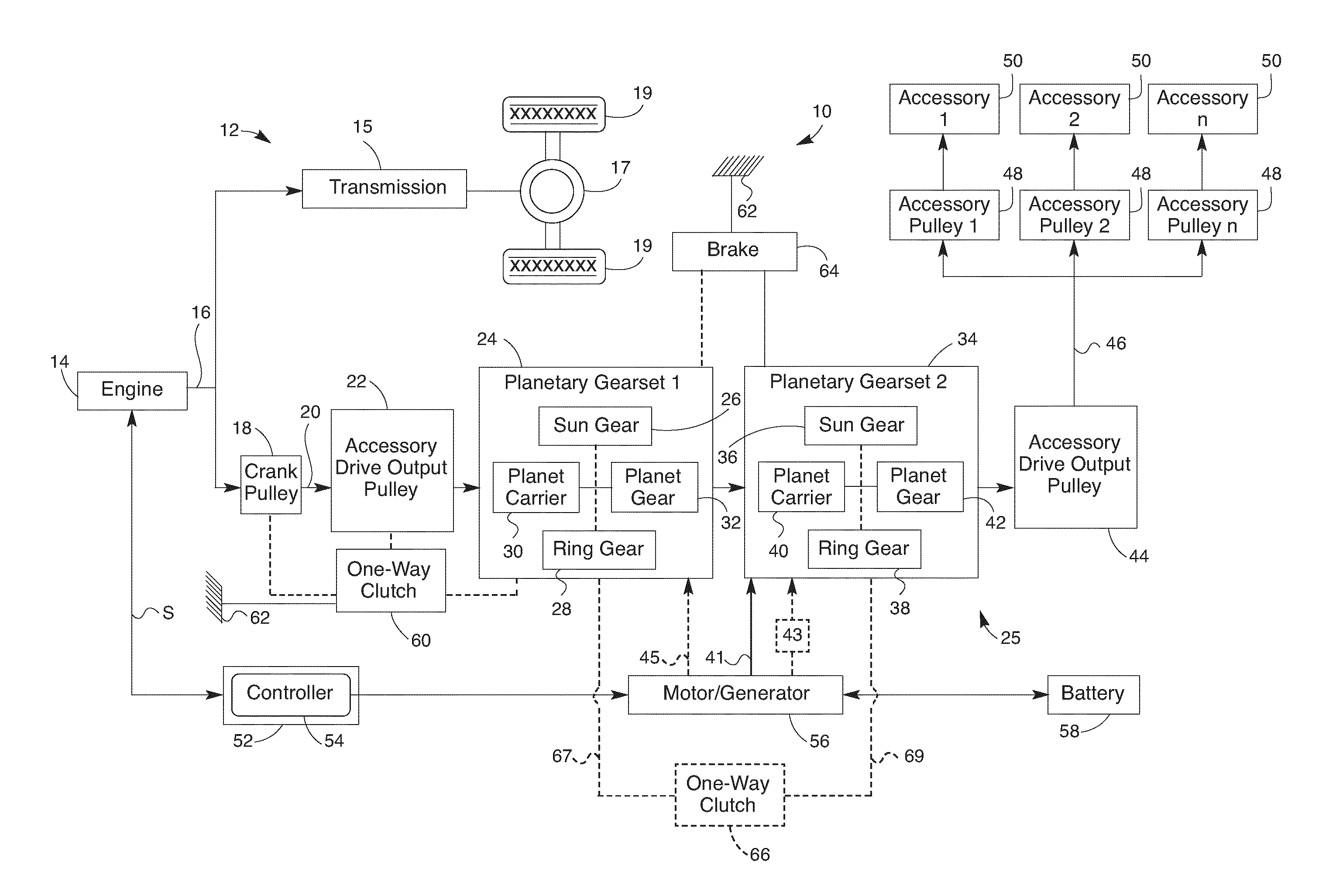 Variable-speed motor-generator accessory drive system