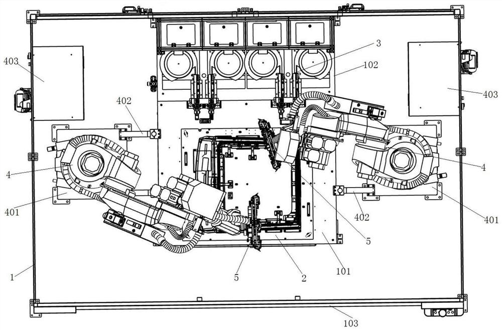 Nut insert hot melting workstation arrangement structure and hot melting process method