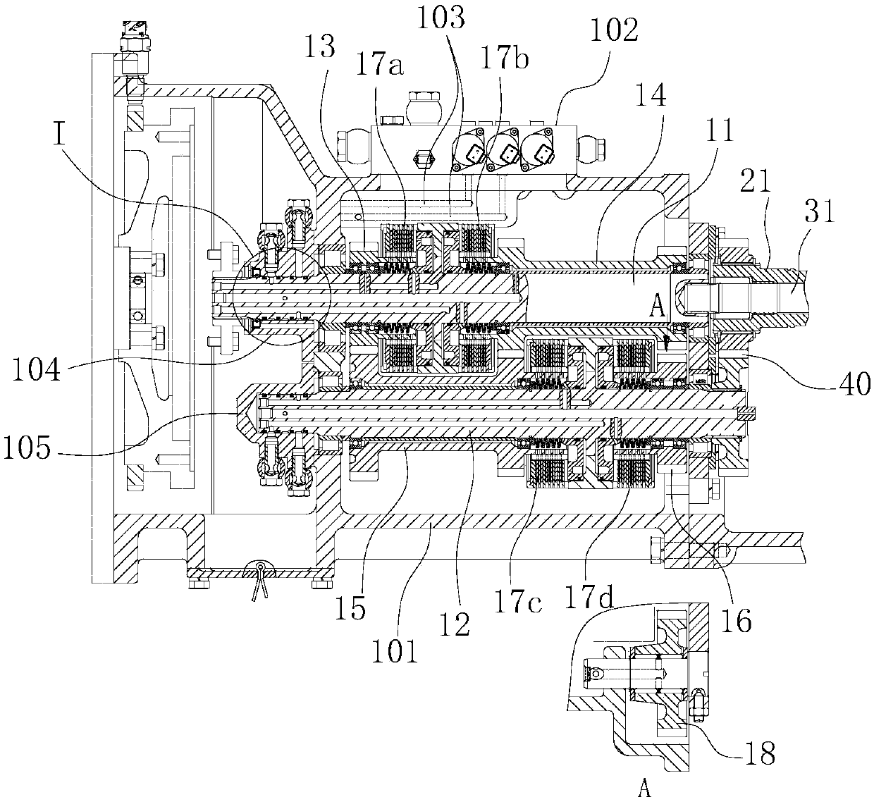 Power gearshift gearbox