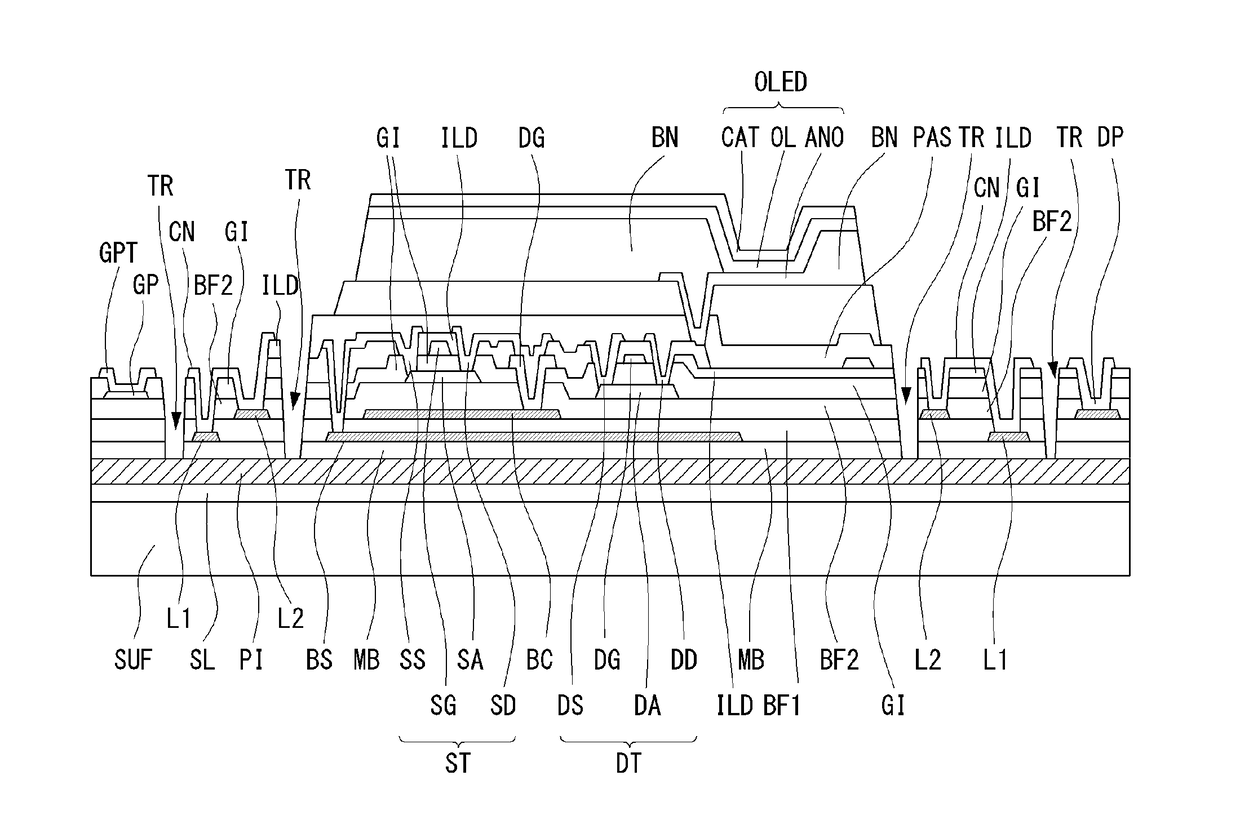 Flexible organic light emitting diode display having edge bending structure