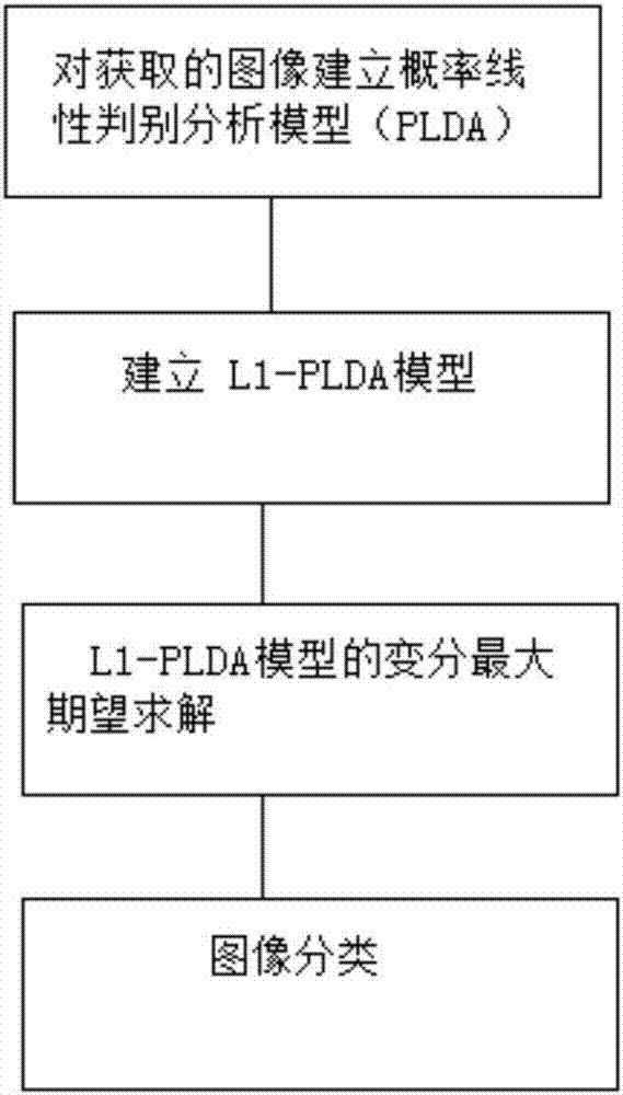 Probability linear discriminant analysis image classification method based on L1 bound norm