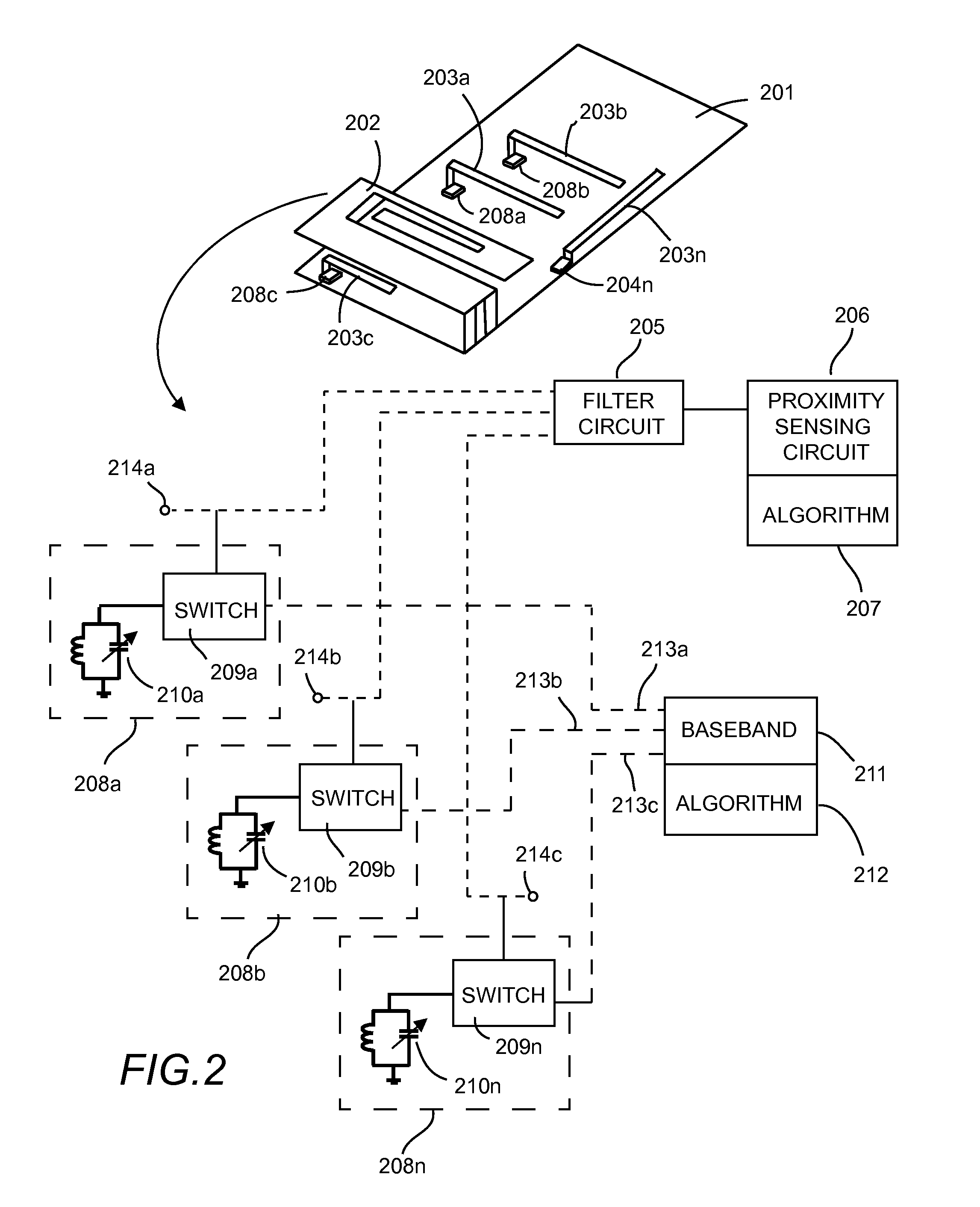 Antenna with proximity sensor function