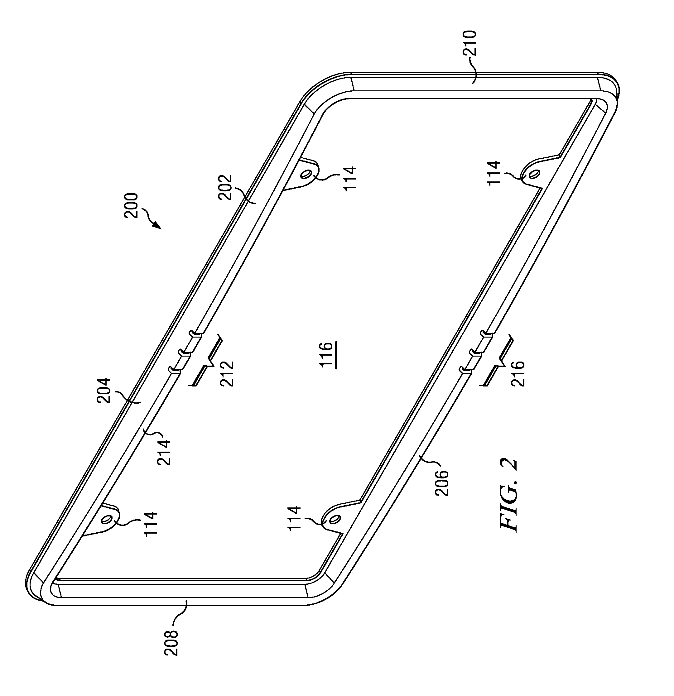 Overmolded vehicle license plate frame and bumper assembly