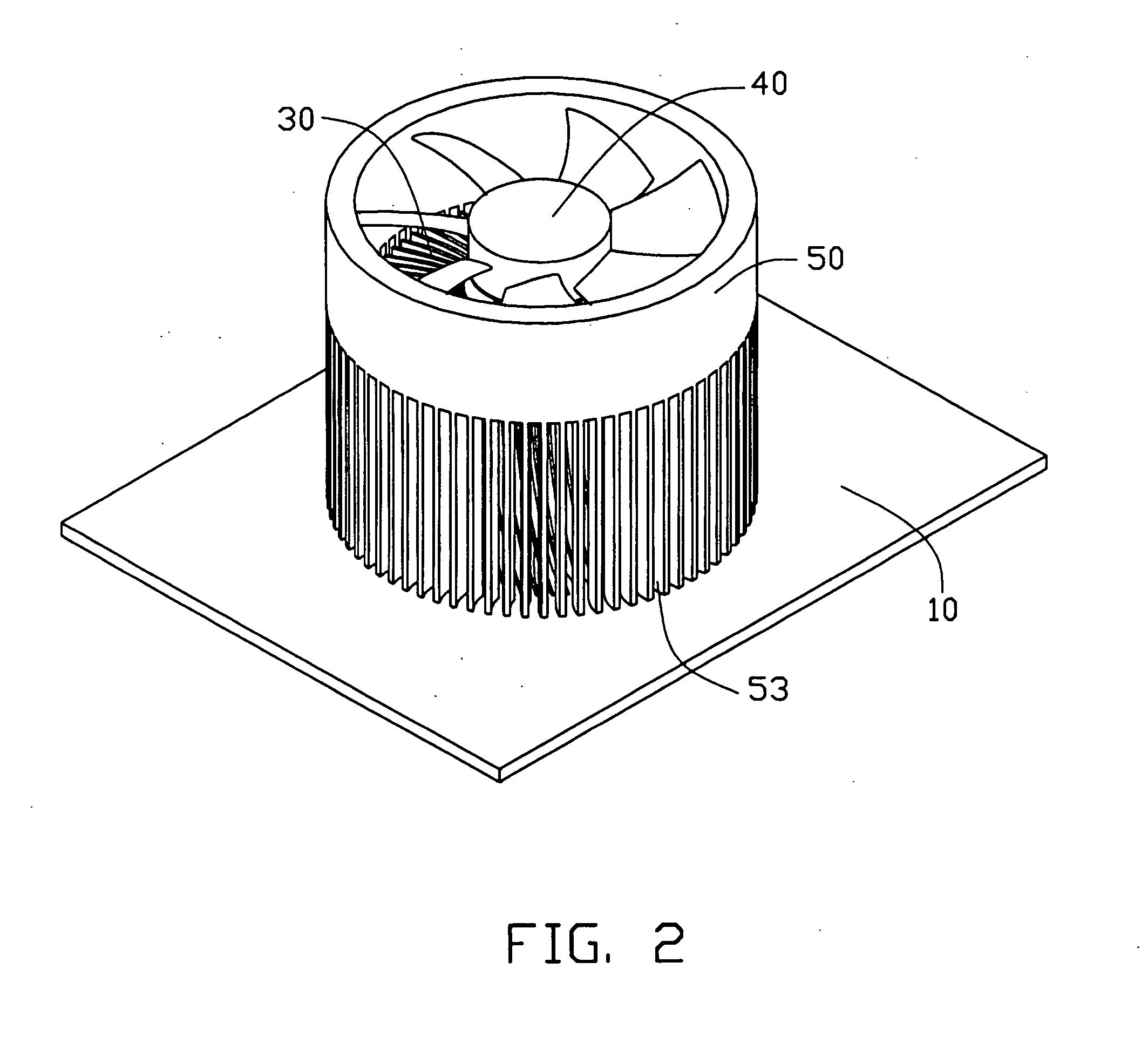 Heat dissipation device assembly with fan cover