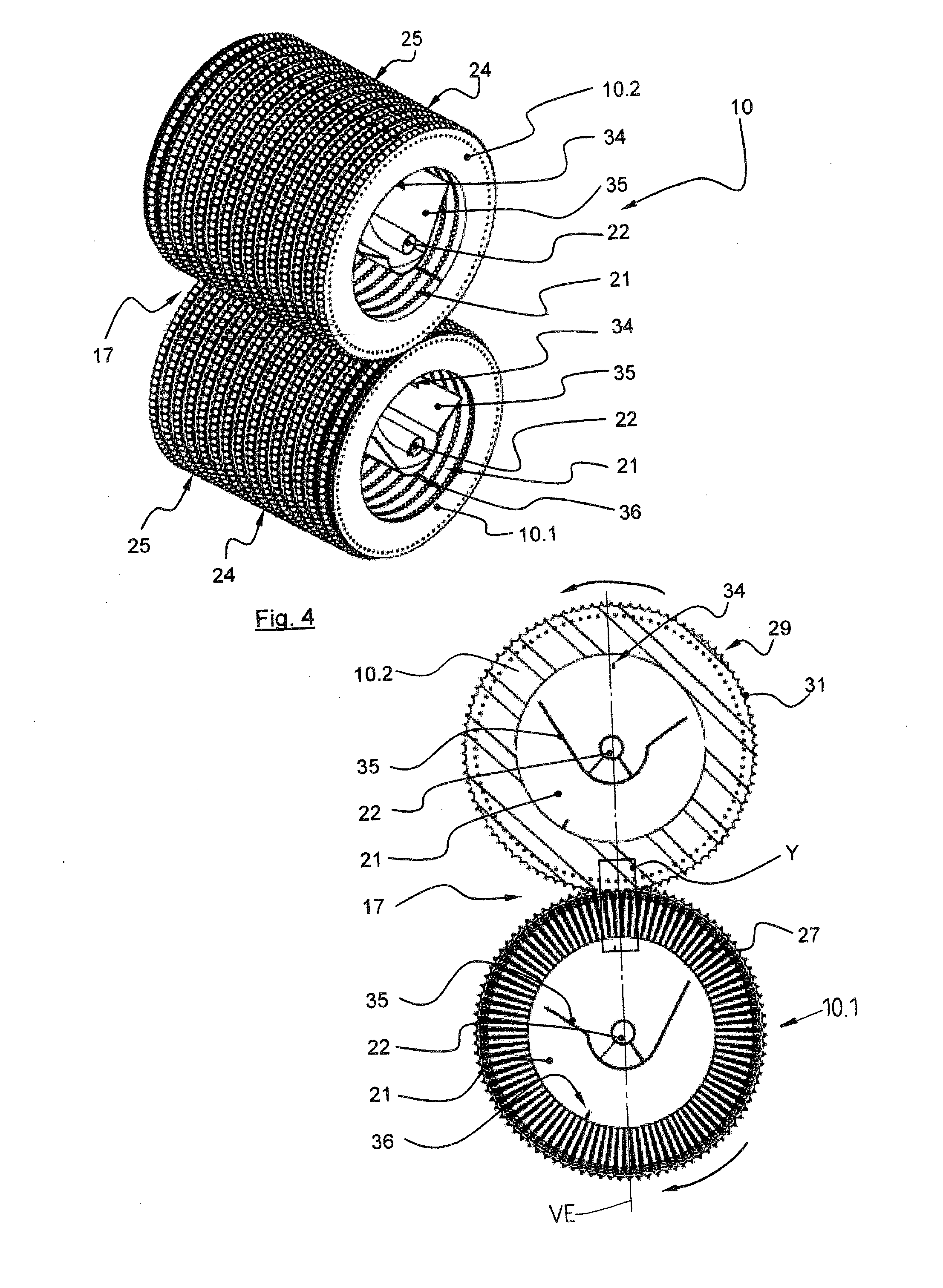 Apparatus for compacting fibrous plant material, especially for compacting stalk material