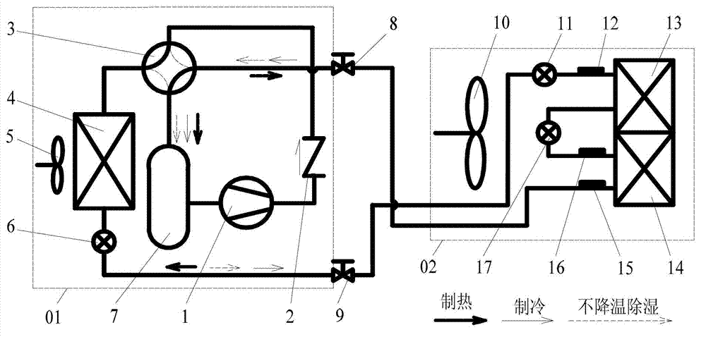 Multiple-on-line heat pump air-conditioning system and method for controlling multiple-on-line heat pump air-conditioning system