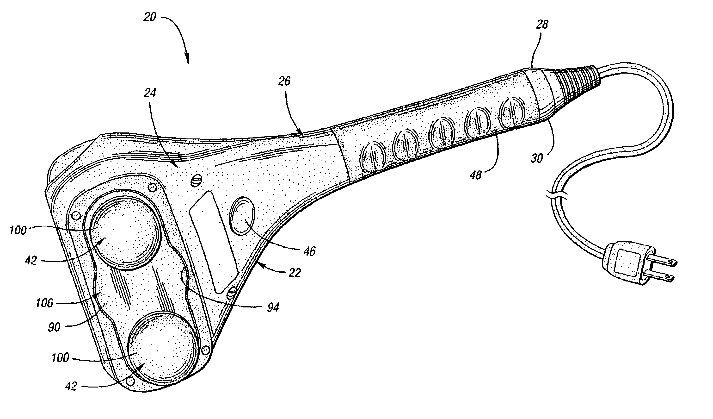 Percussive massager with variable node spacing