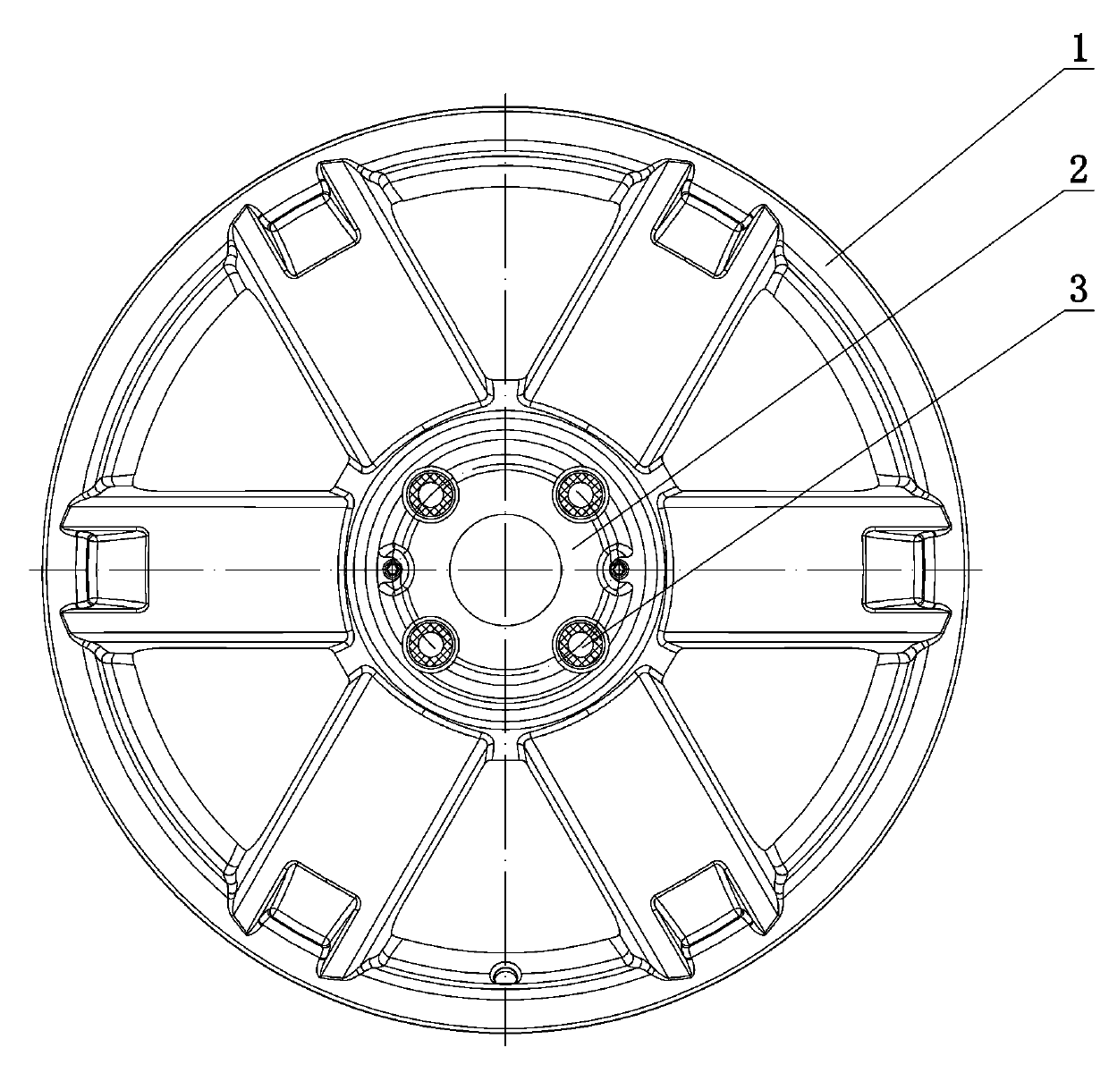 Reinforced aluminum alloy hub with antiskid bolt holes