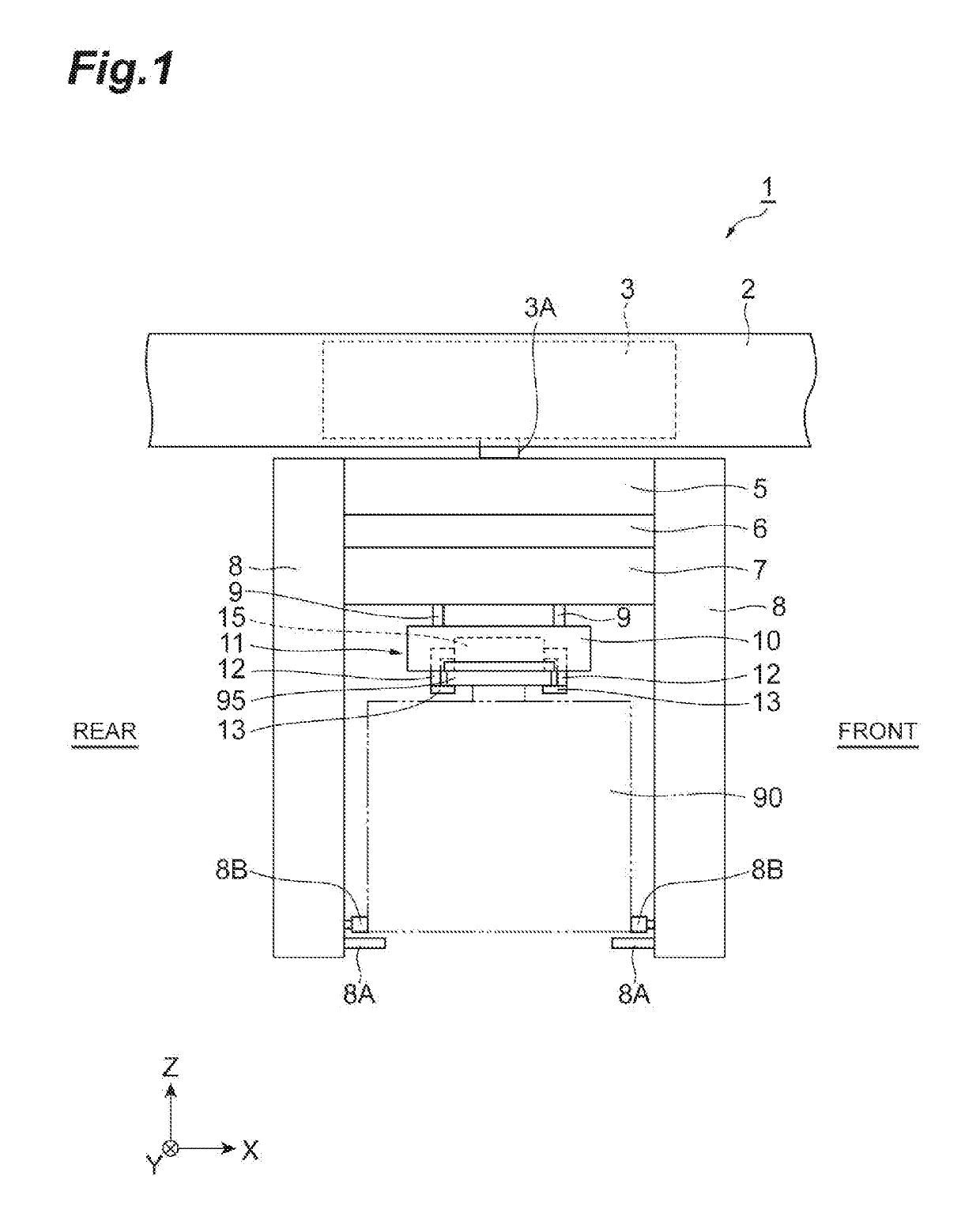 Overhead transport vehicle