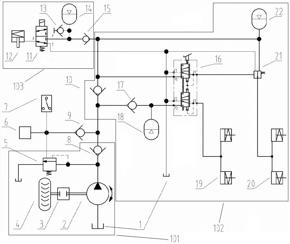 Hydraulic auxiliary braking system for mining dump vehicle and control method thereof