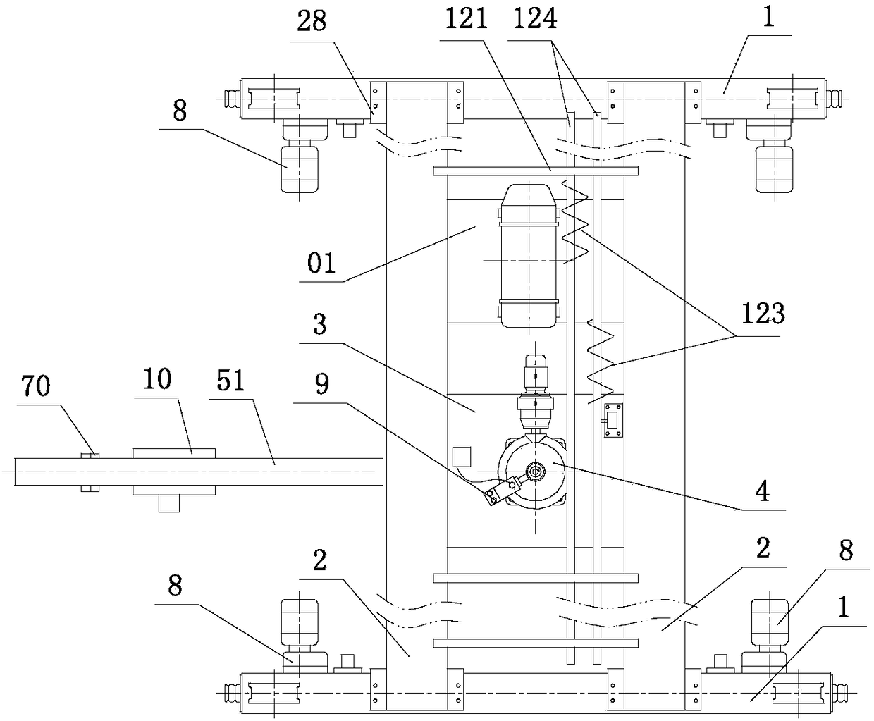 Crane with lifting trolley, suspending trolley and balance weight