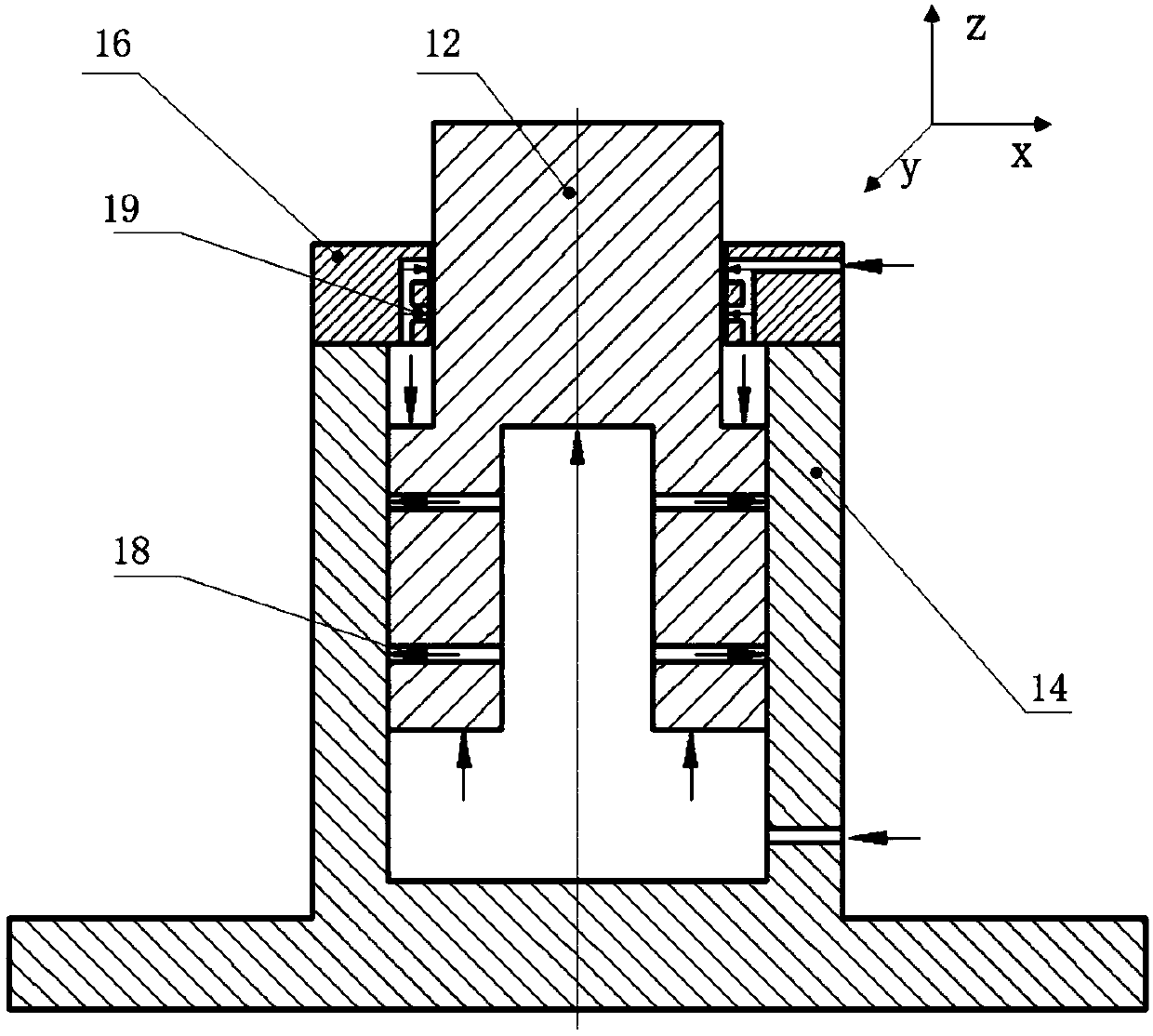 Double-super-satellite platform ground simulation equipment based on differential air flotation vertical control