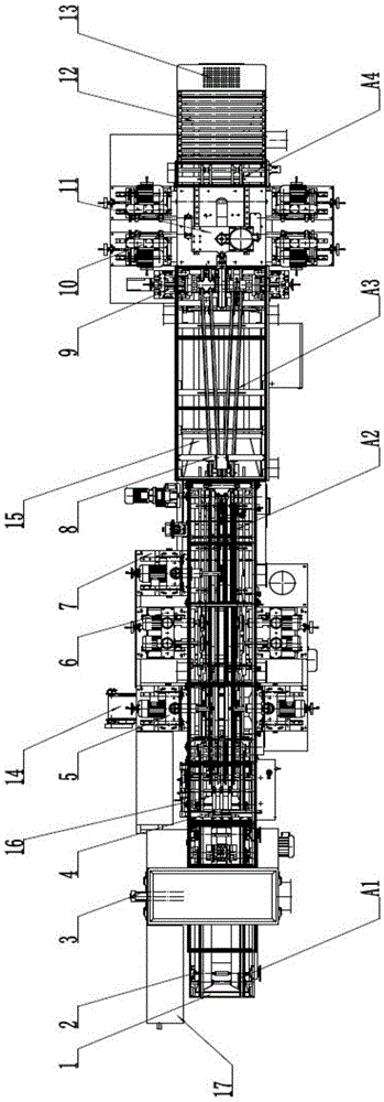 Integrated machine for treating two-sheet lead-acid battery polar plate