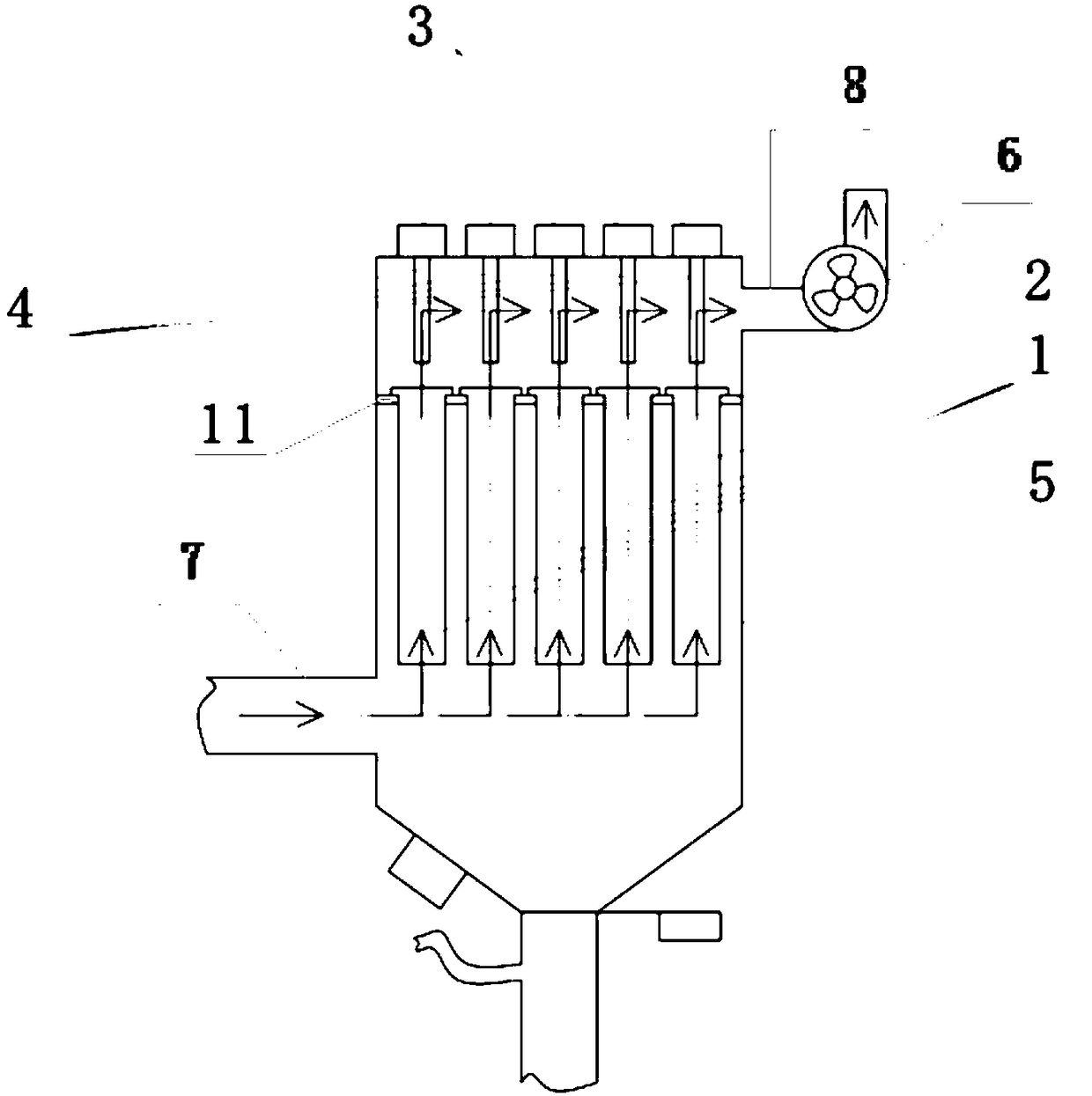 Automatic cleaning device for dust removal system of concrete production line