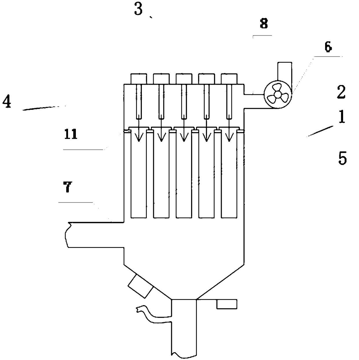 Automatic cleaning device for dust removal system of concrete production line