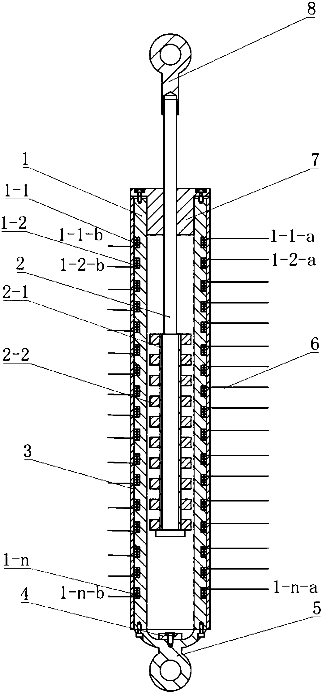 Damping adjustable energy feedback type vehicle active suspension electromagnetic vibration reduction device