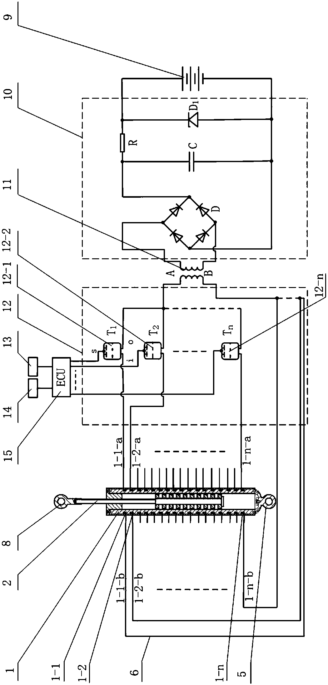 Damping adjustable energy feedback type vehicle active suspension electromagnetic vibration reduction device