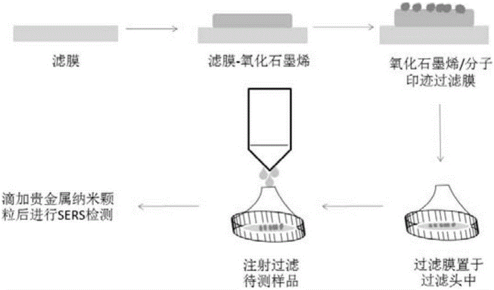 Graphene oxide/molecular imprinting filtering membrane for detecting propranolol, as well as preparation and application thereof