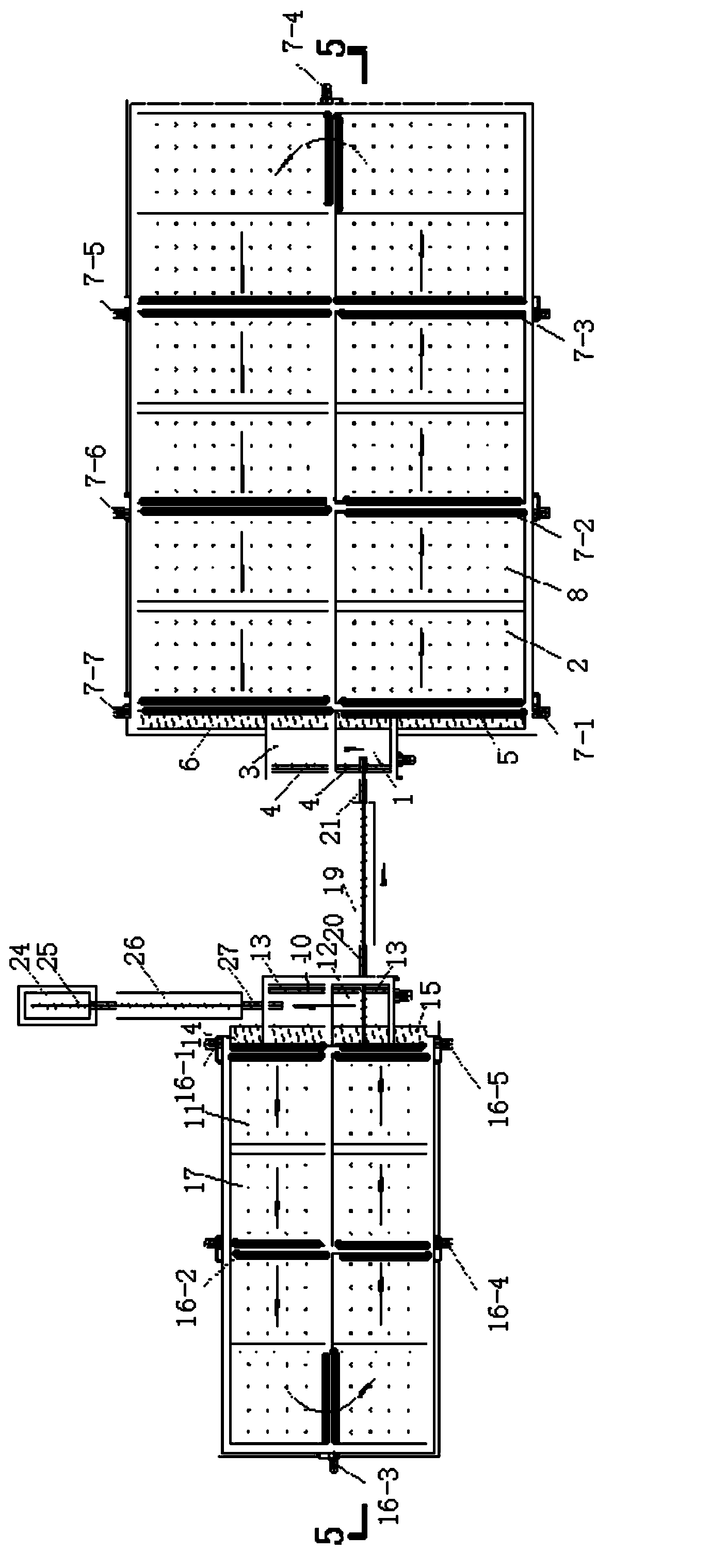 Large, horizontal, continuous and dry-type biogas fermentation device and method