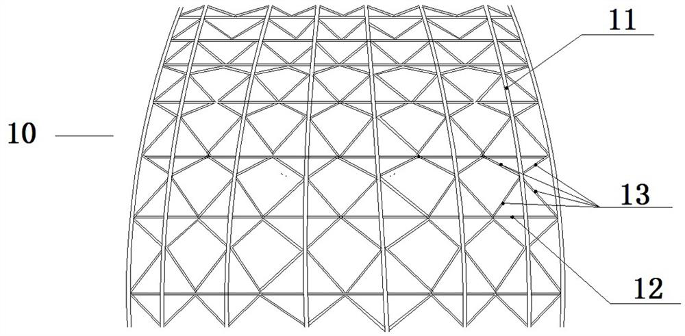 Construction method of roadway lining structure utilizing quadrangular pyramid steel bar reticulated shell