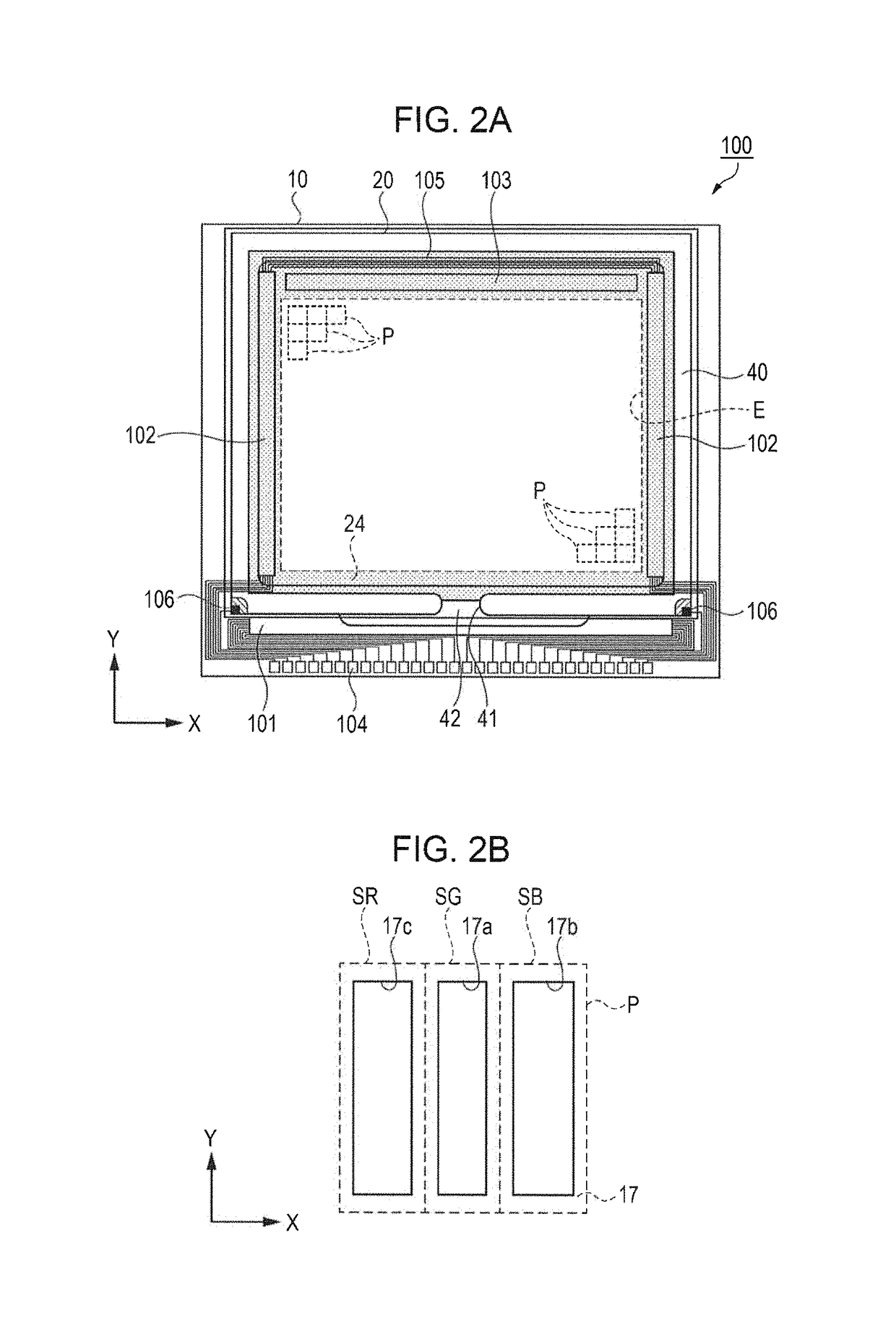 Electro-optical device comprising first, second, and third color beams having different incident angles relative to a light gathering element and electronic apparatus