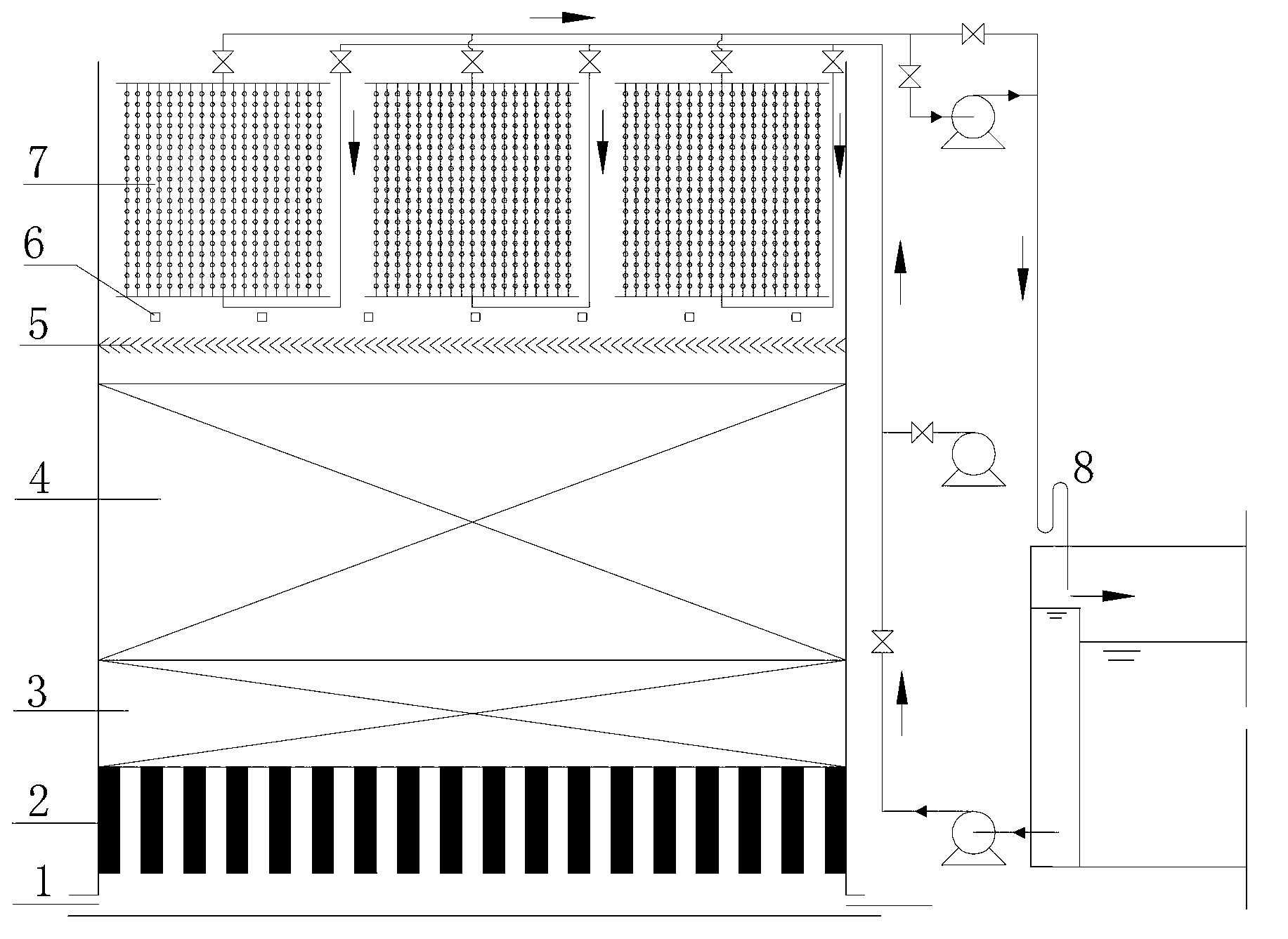 Upward-flowing fluidization biofilter coupled with negative pressure membrane