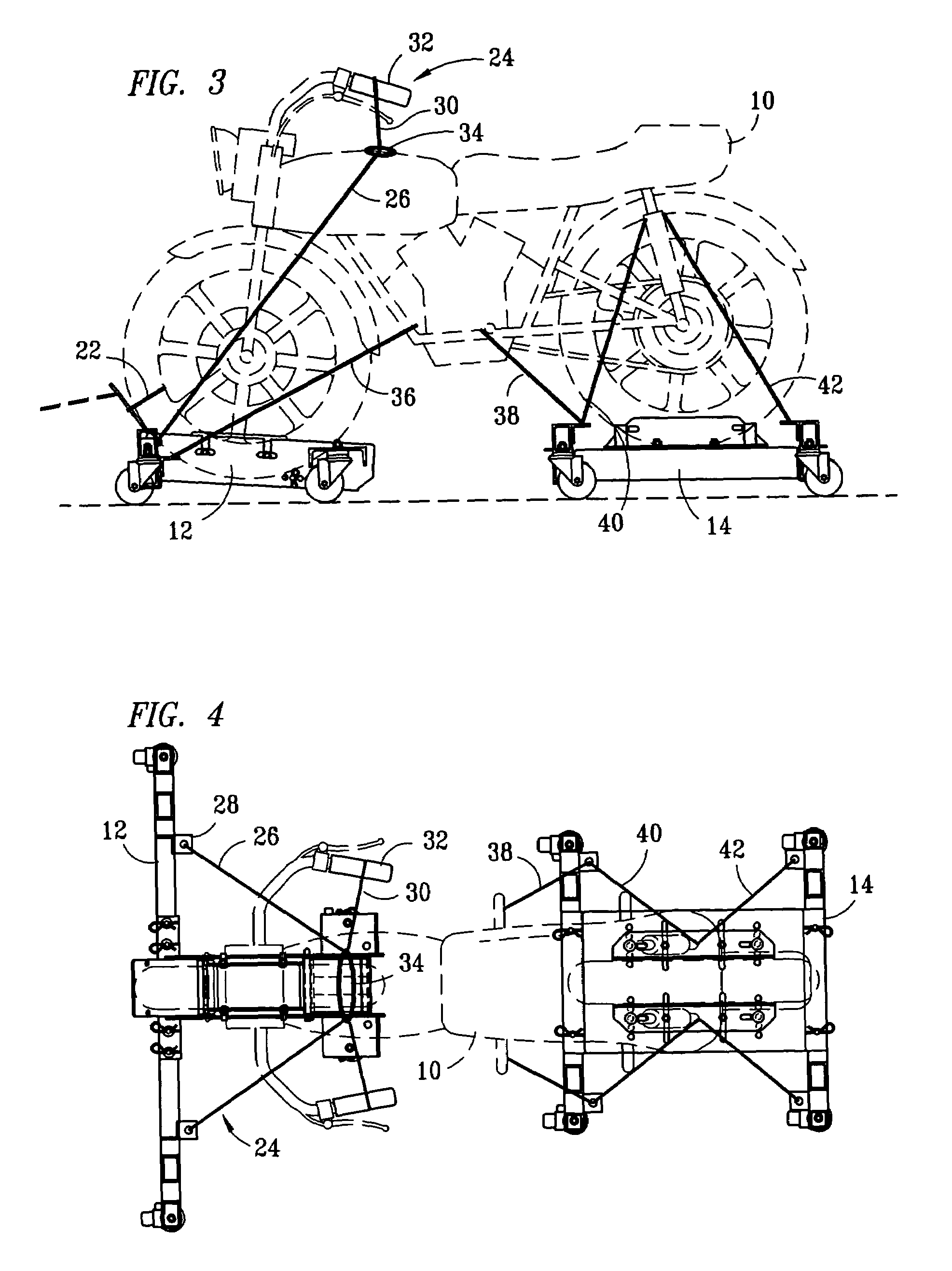 Motorcycle towing dolly for low trucks