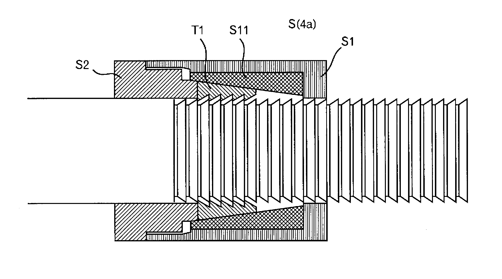 Plug for well drilling provided with ring-shaped ratchet structure