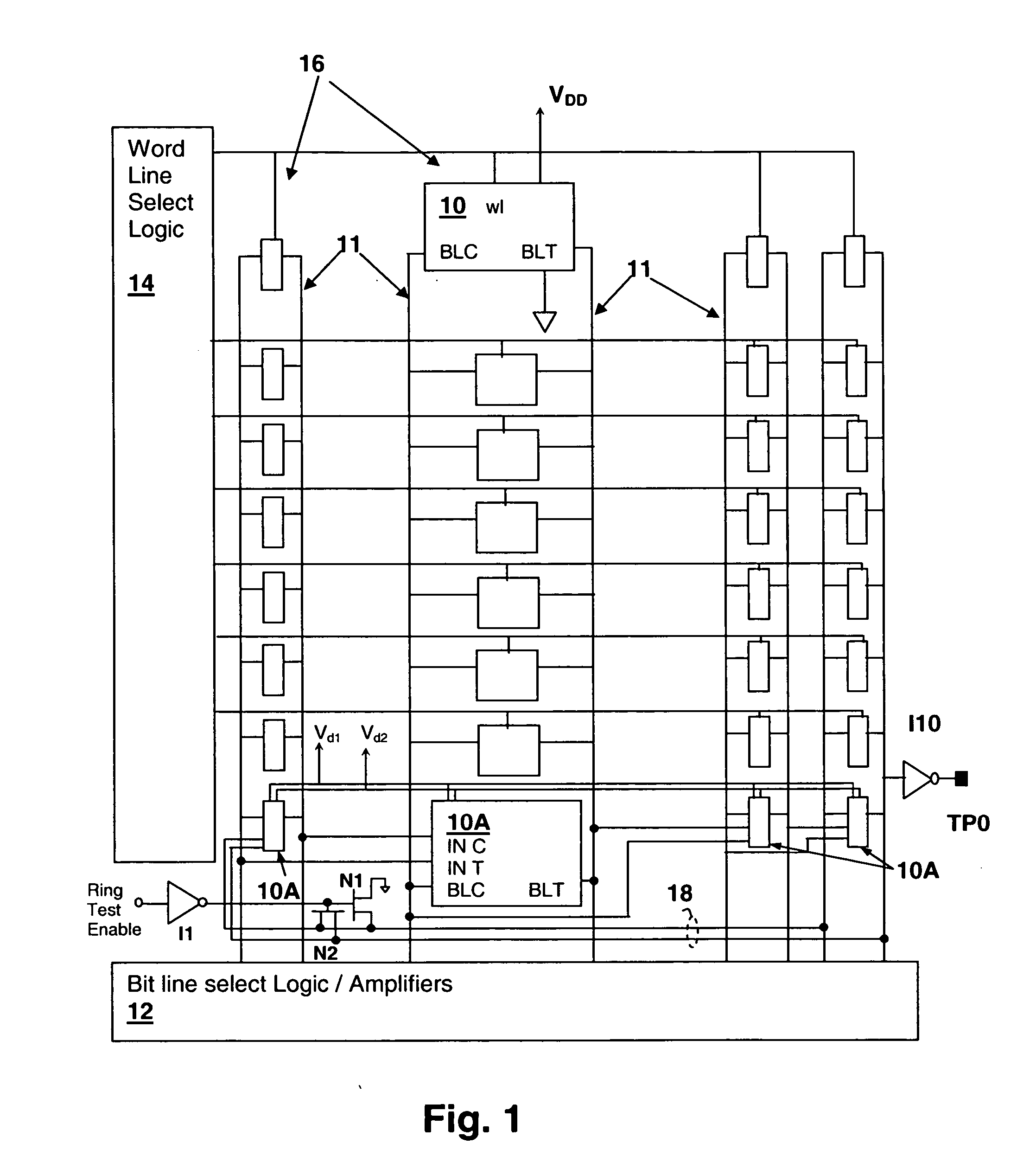 Ring oscillator row circuit for evaluating memory cell performance