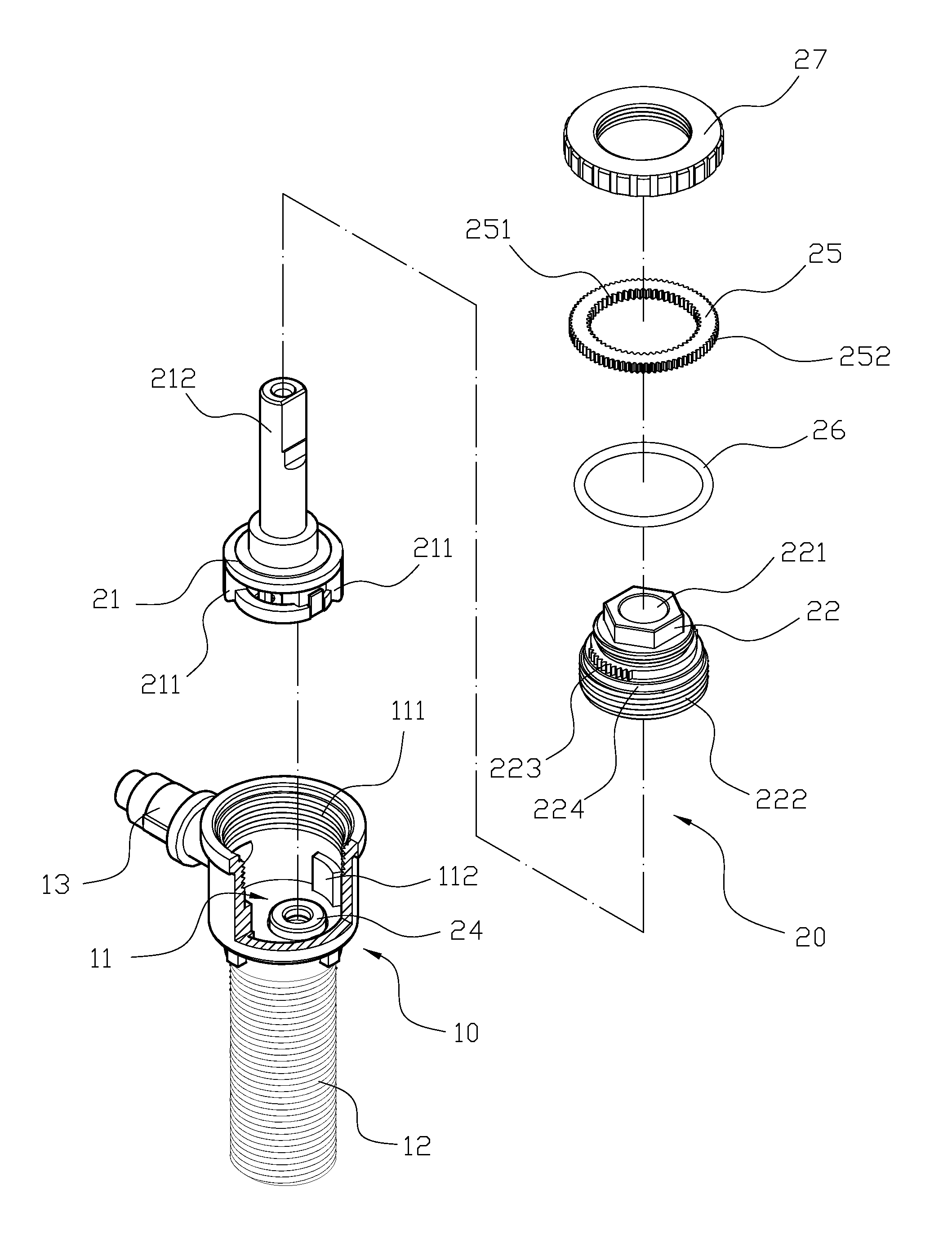 Control valve structure of plastic faucet