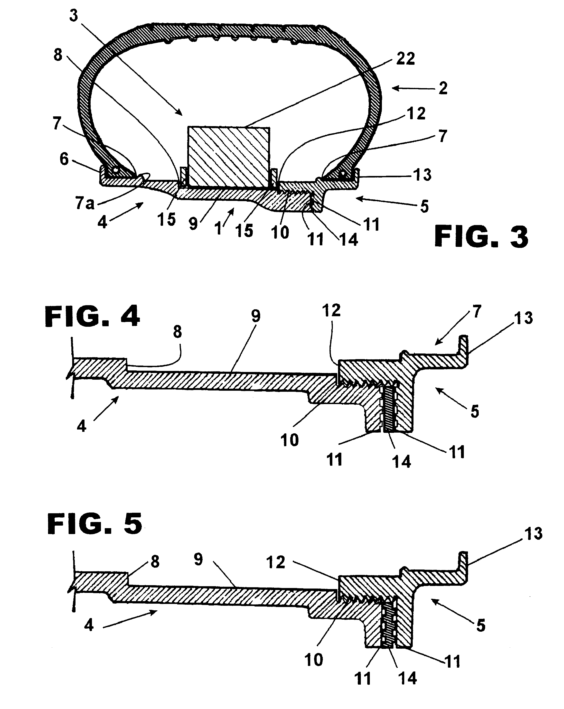 Demountable tire rim with a spare inner wheel and tire for said tire rim