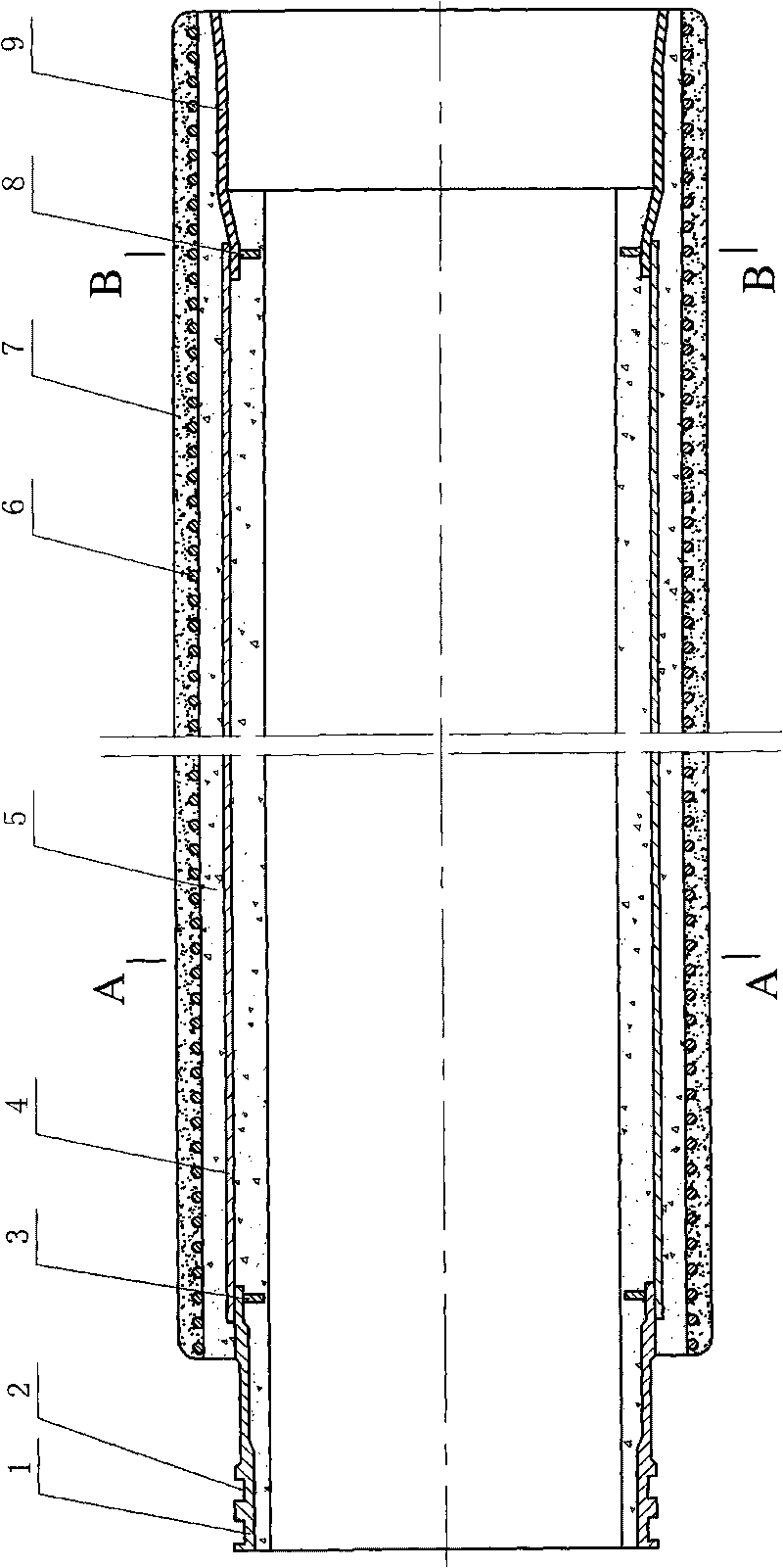 Socket-faucet prestress reinforcing steel bar pipe with water blocking ring