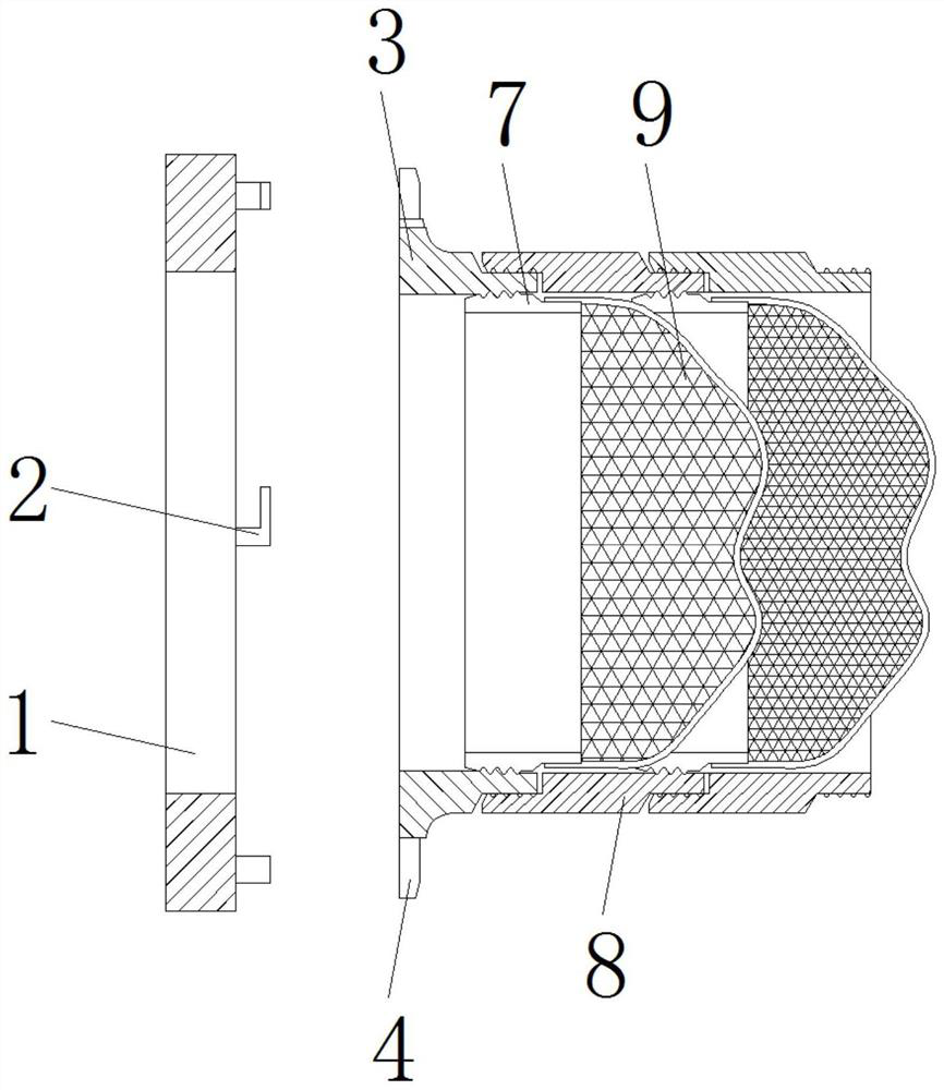 Filtering assembly for waste gas treatment fan