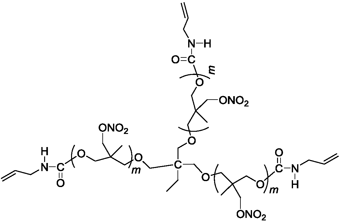 Three-degree-of-functionality terminal alkenyl energetic adhesive and synthesis method thereof