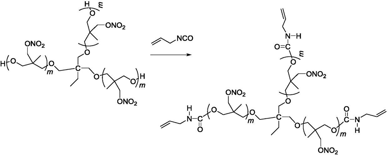 Three-degree-of-functionality terminal alkenyl energetic adhesive and synthesis method thereof