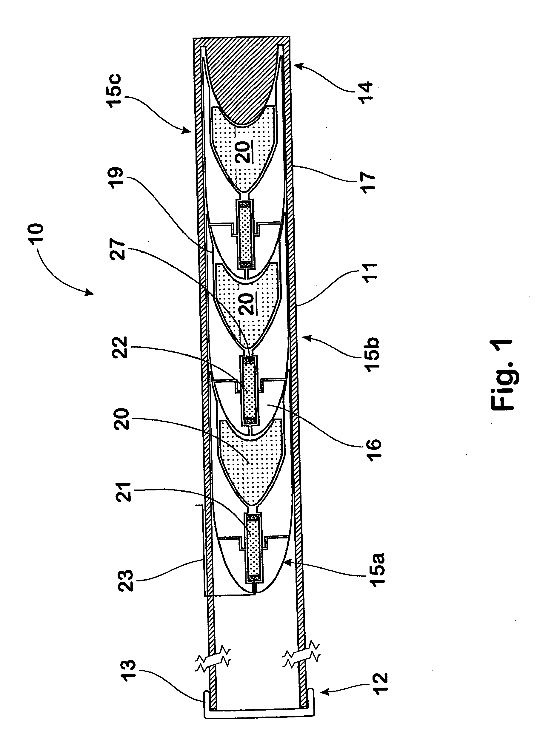 Ignition arrangement for stacked projectiles