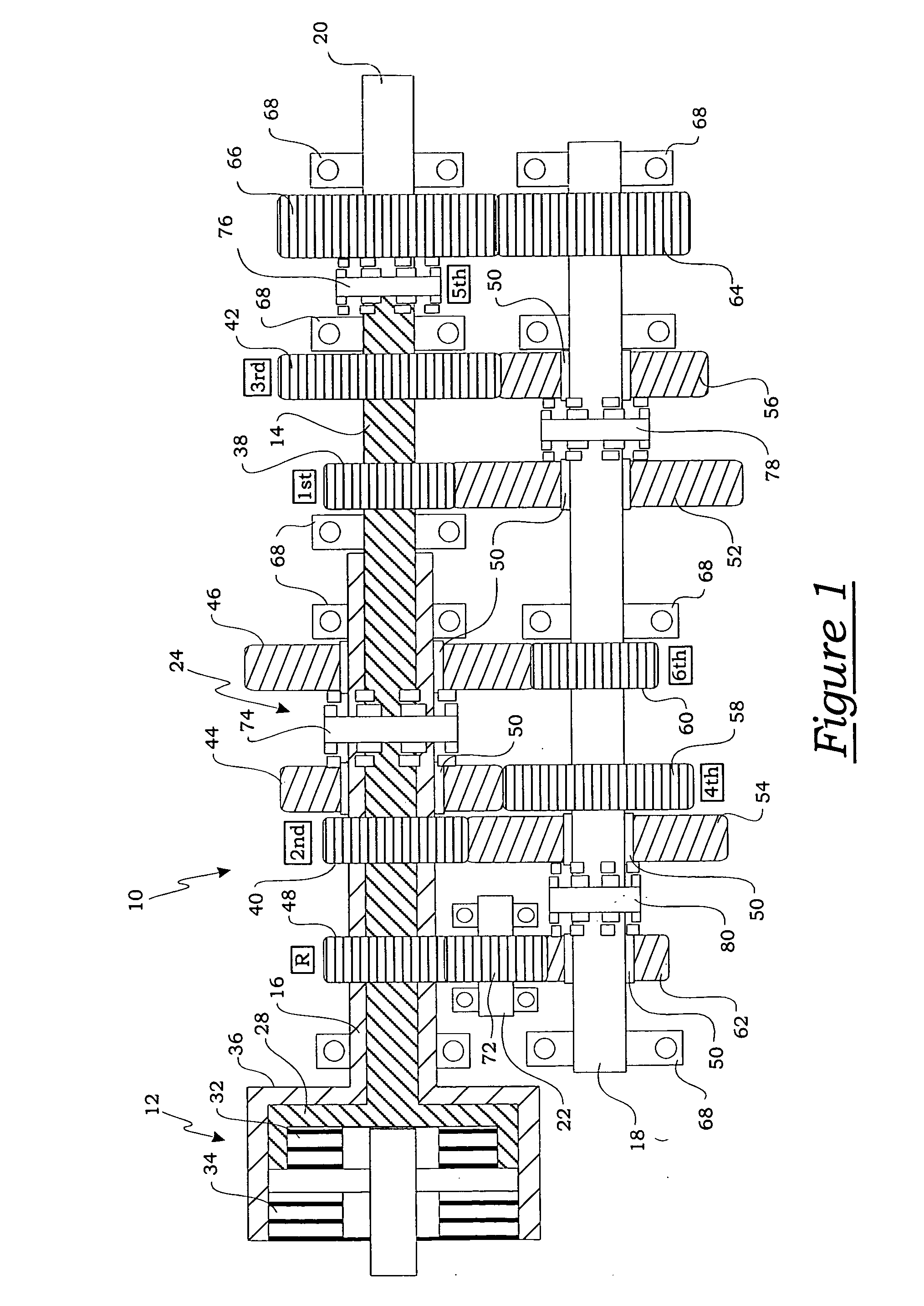 Dual clutch transmission having a synchronizer actuation interlock circuit