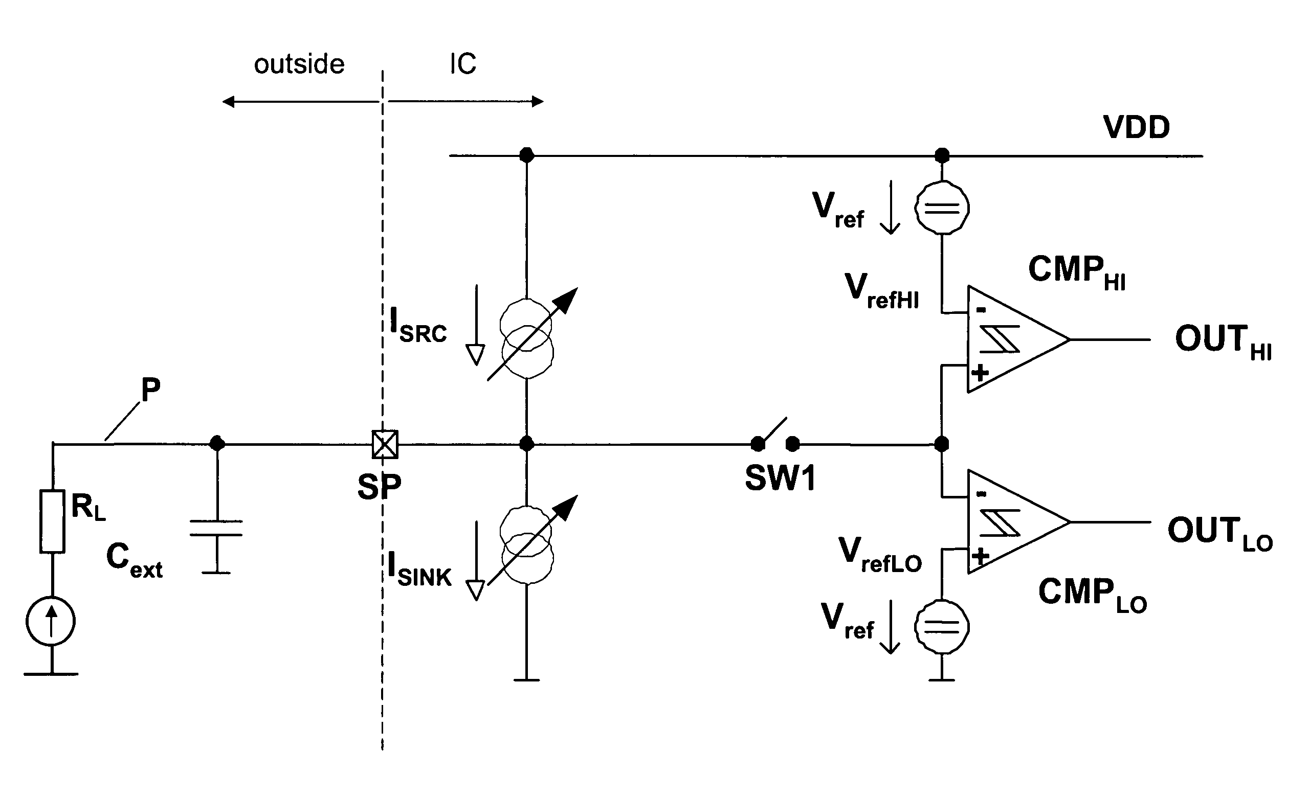 Method and device for short circuit or open load detection