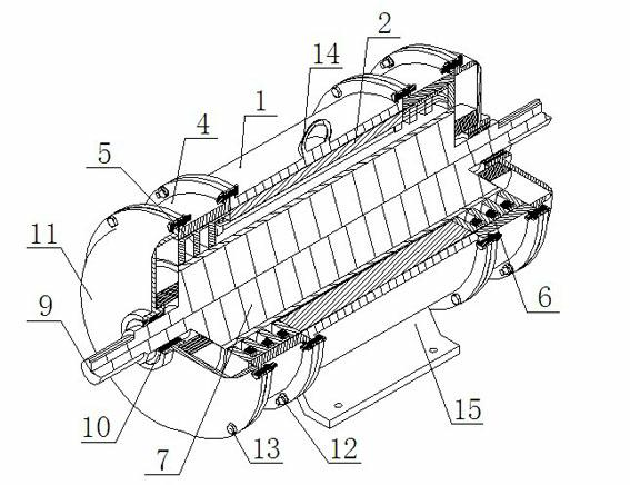 Winding-free end-part spiral-motion induction motor