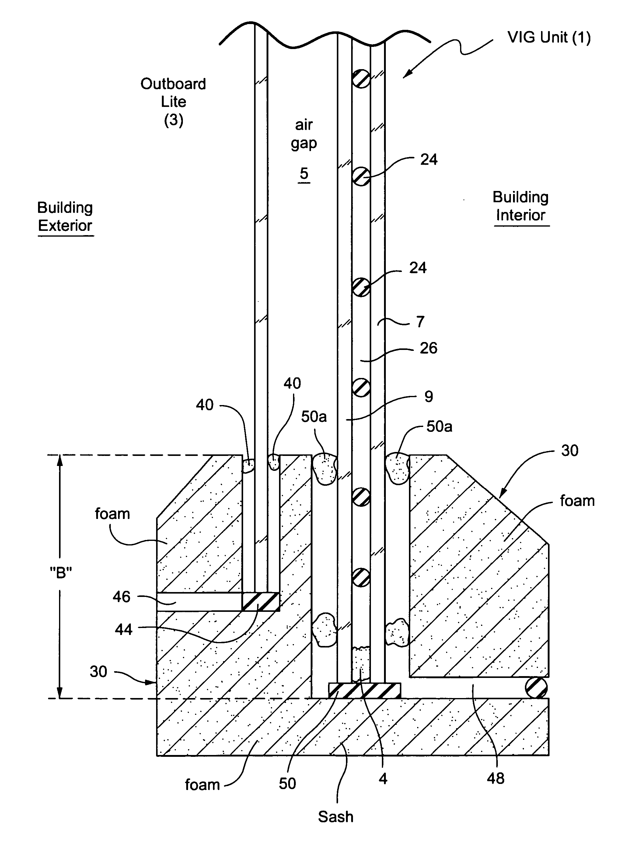 High R-value window unit with vacuum IG unit and insulating frame