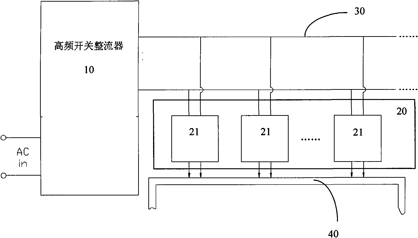 Power supply method and system of LED display screen