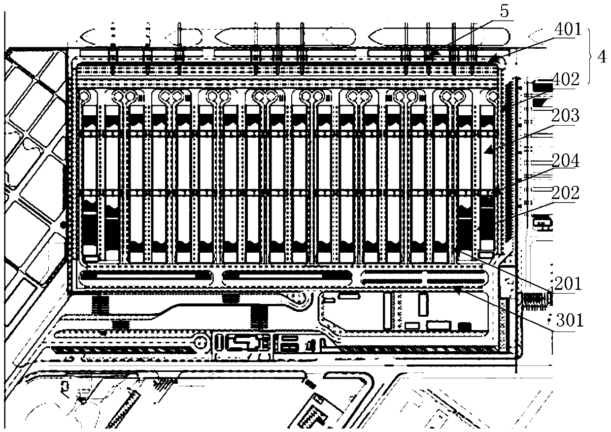 Conveying system of container yard and wharf container conveying system