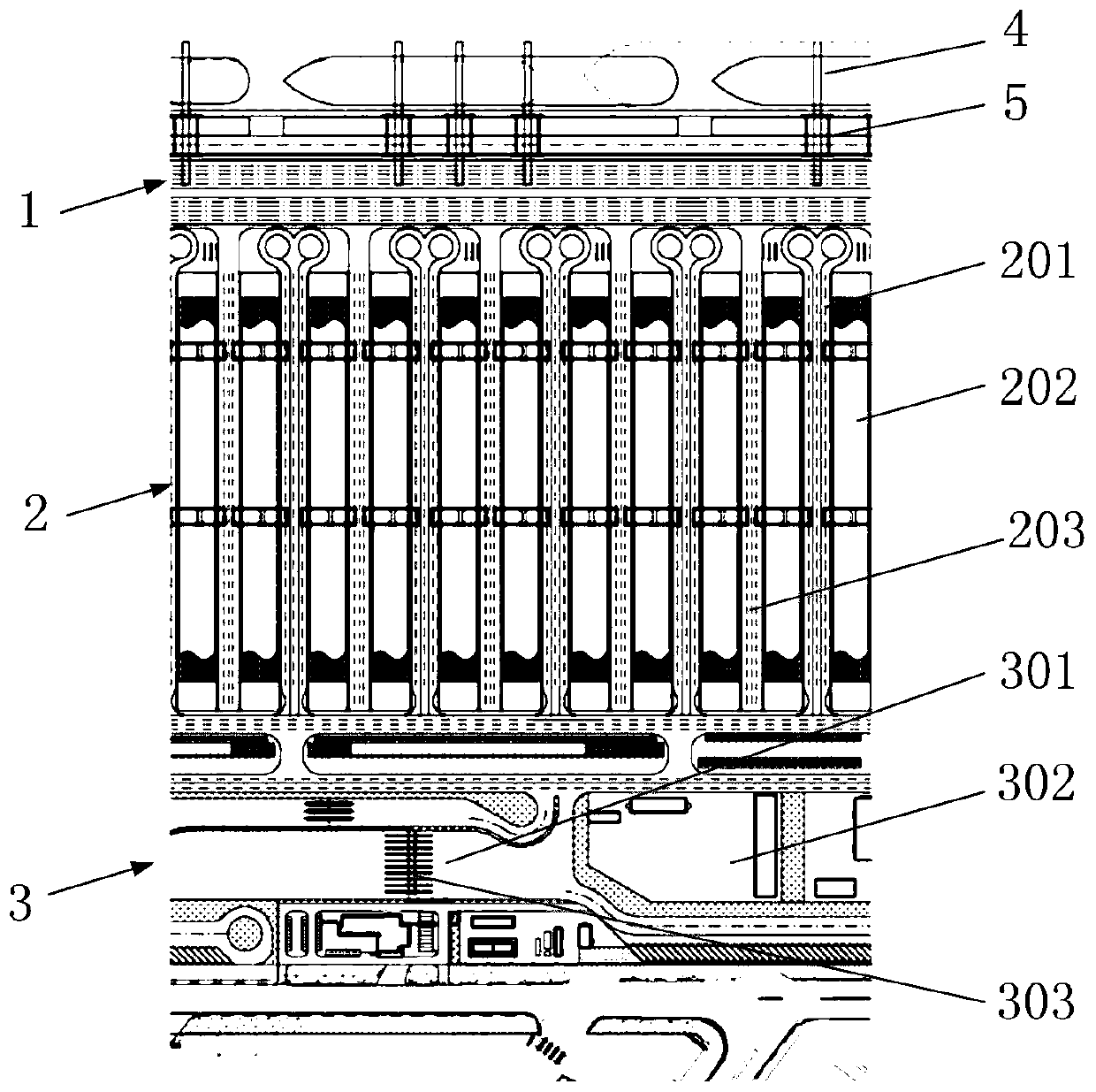 Conveying system of container yard and wharf container conveying system