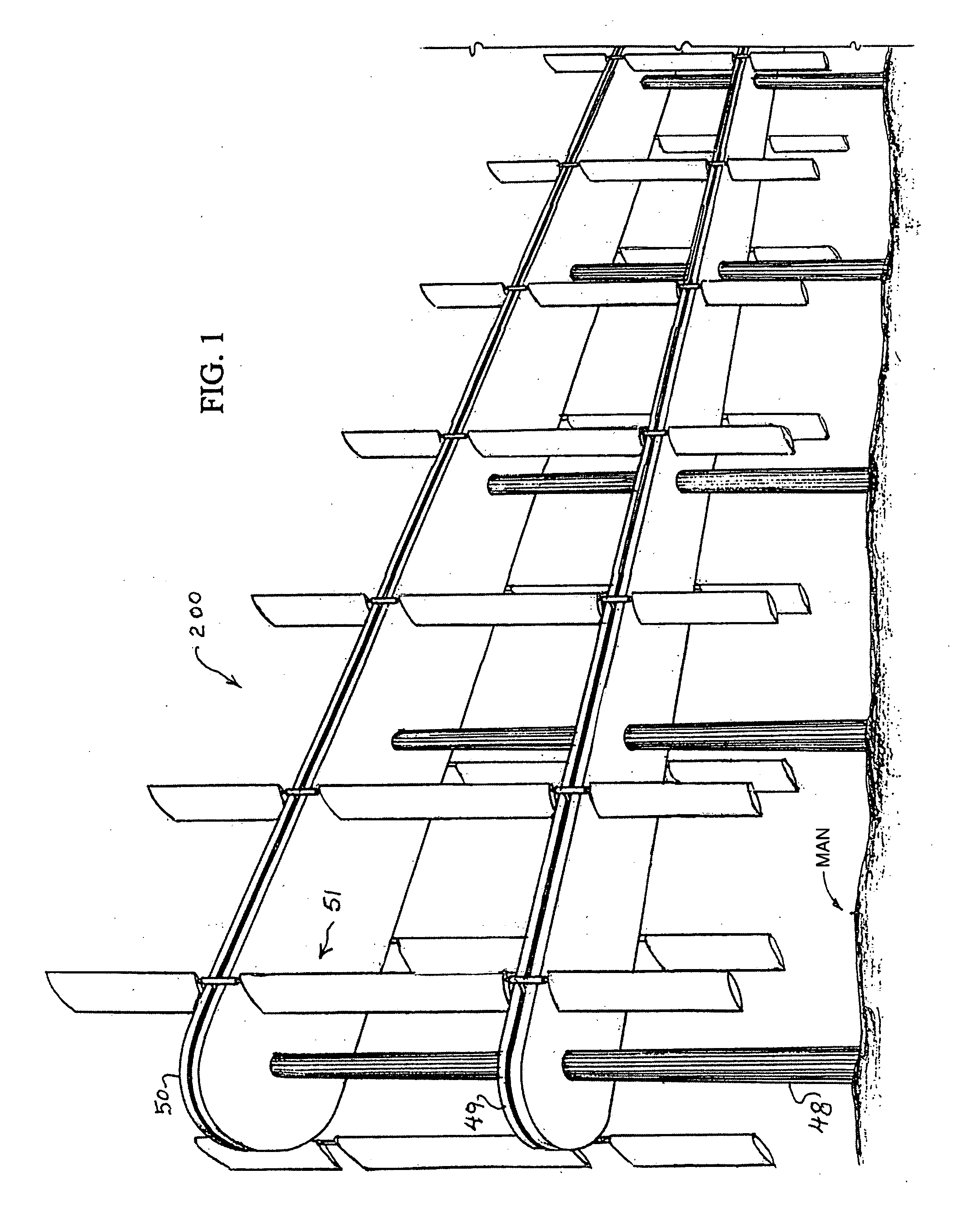 Wind and water power generation device using a tiered monorail system