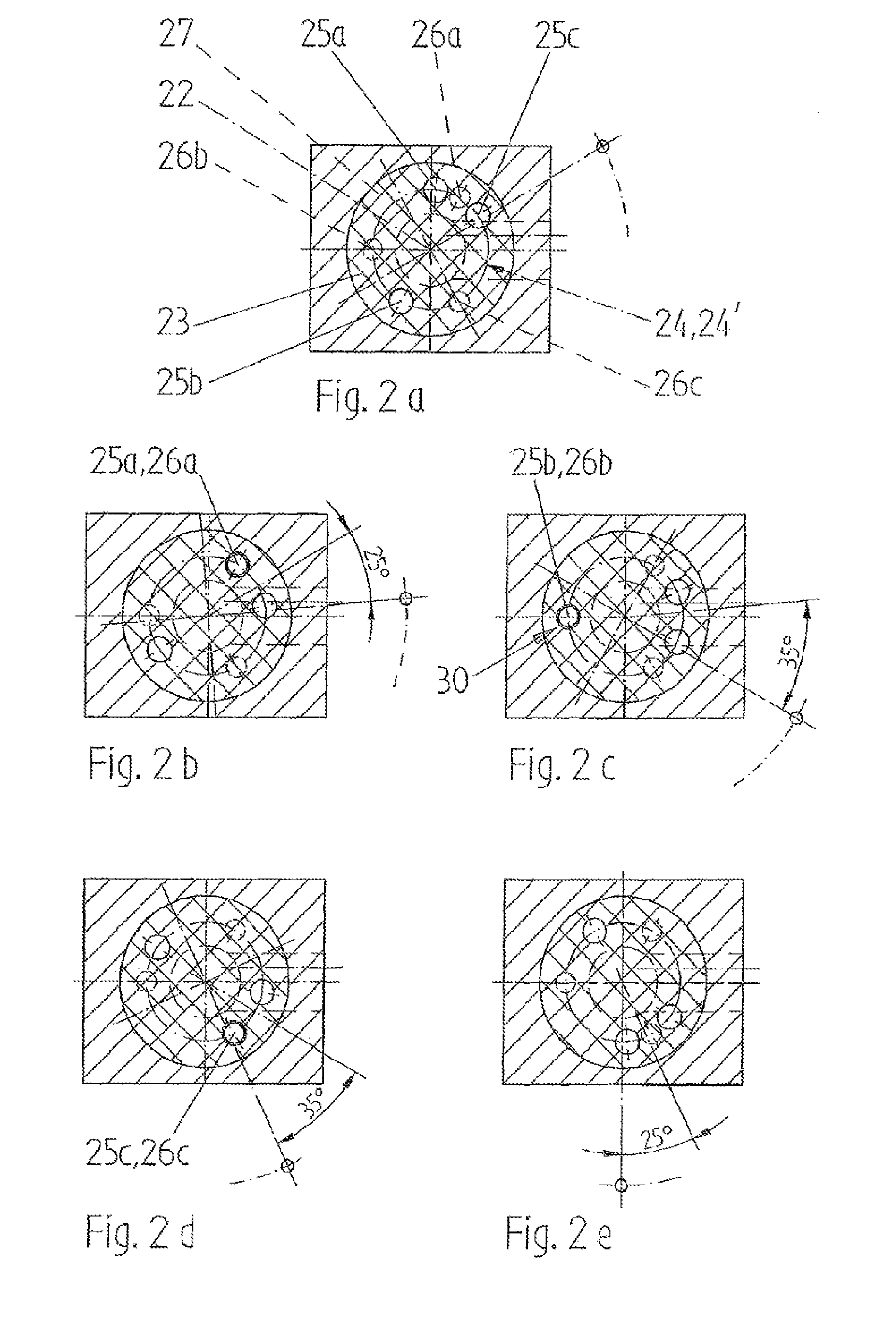 Device for simultaneously filling at least two foods of different compositions into one container