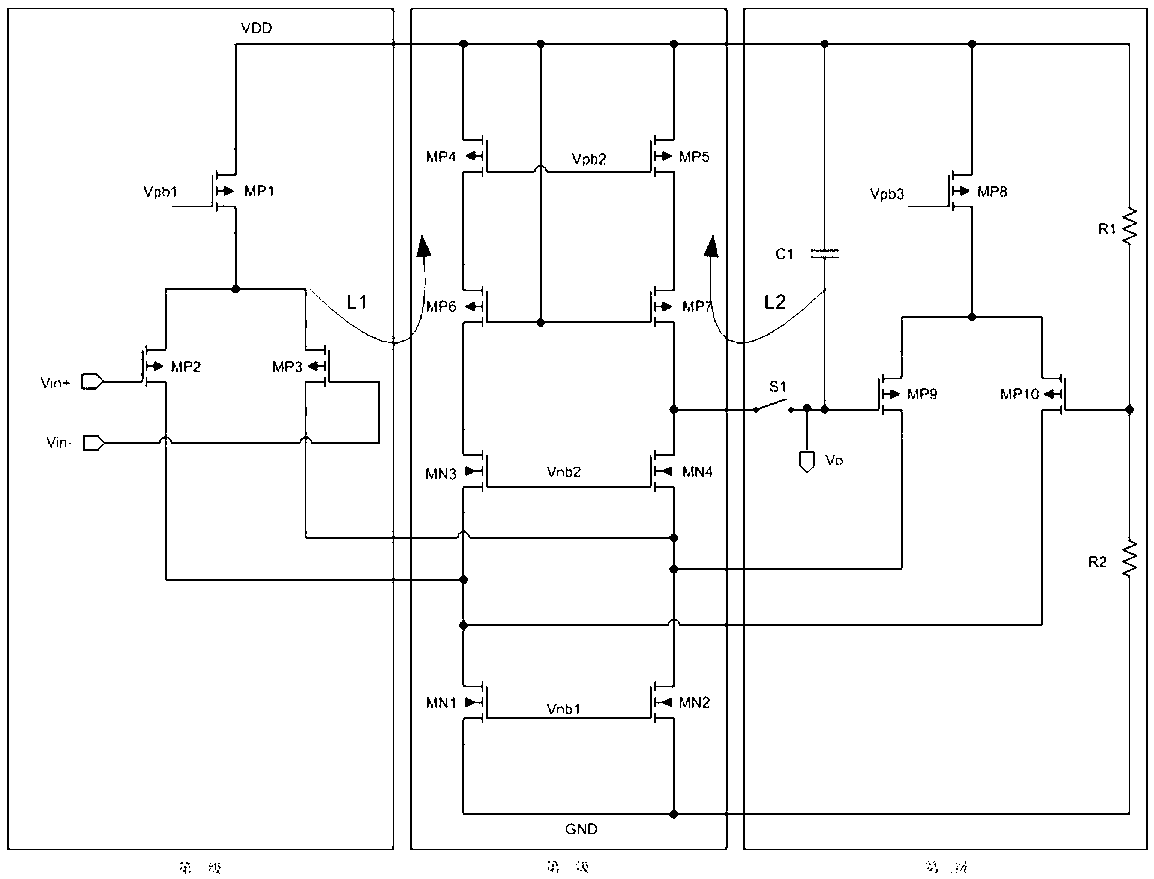 Low-temperature drift detuning self-calibration operational amplifier circuit and design method thereof