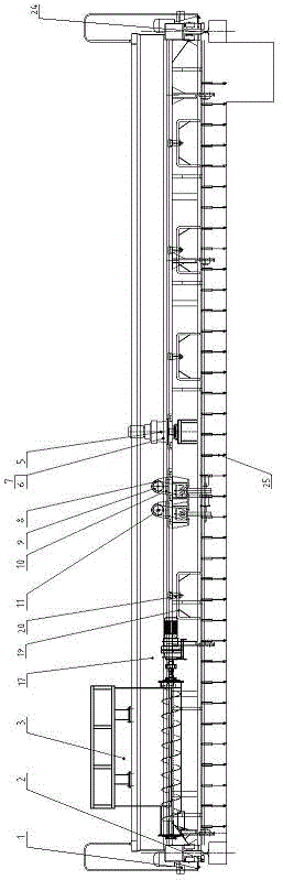 A paving and throwing type sludge treatment device