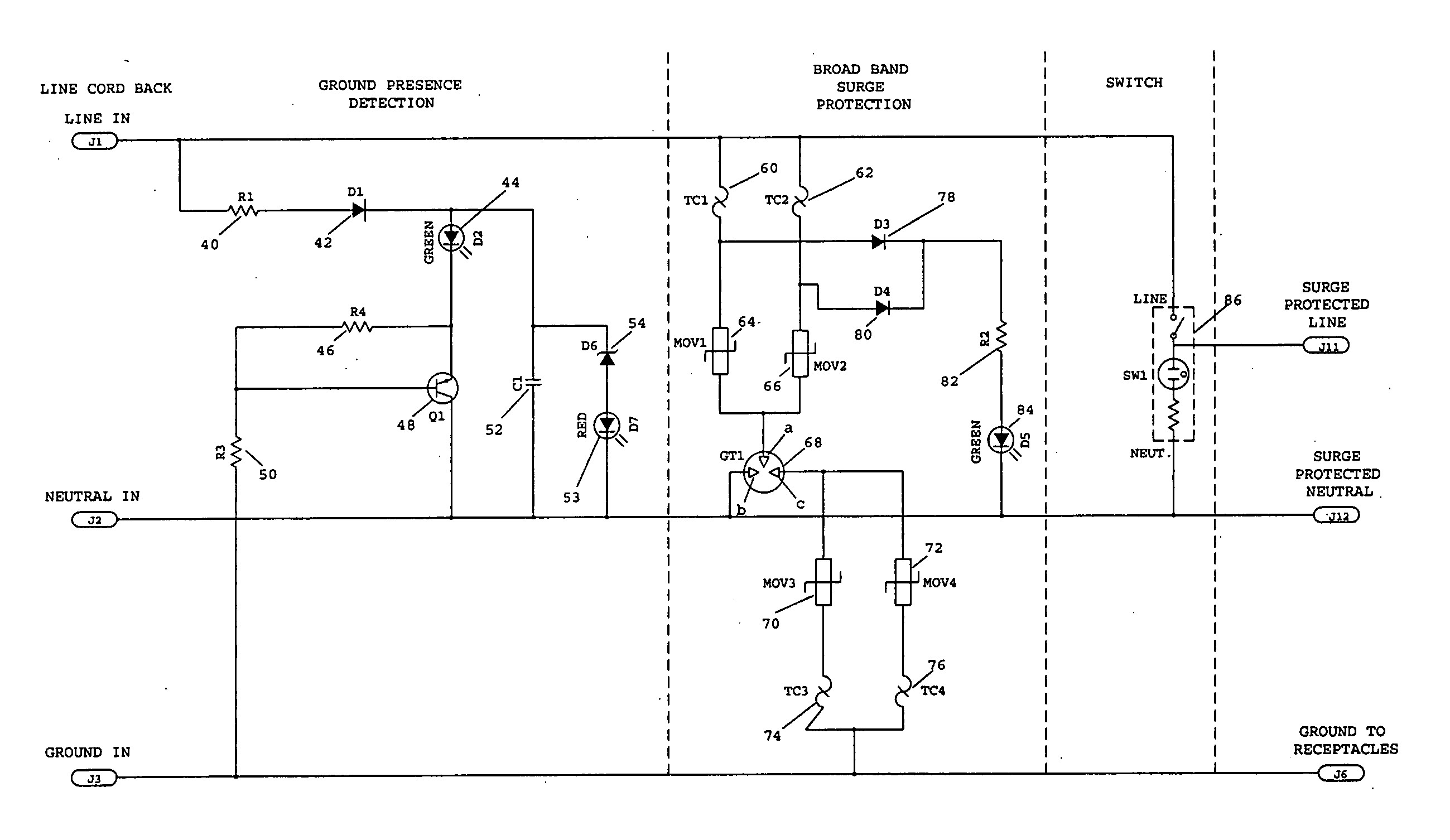 Surge protected broadband power line communication system