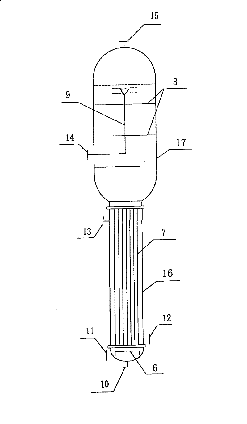 Urea production process of high-efficiency condensation, low-mounting height CO2 air stripping method and high-voltage lamp type full condensation reactor