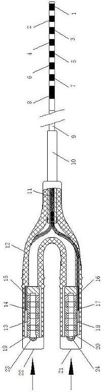 Implantable dual-channel extension lead for nerve stimulation